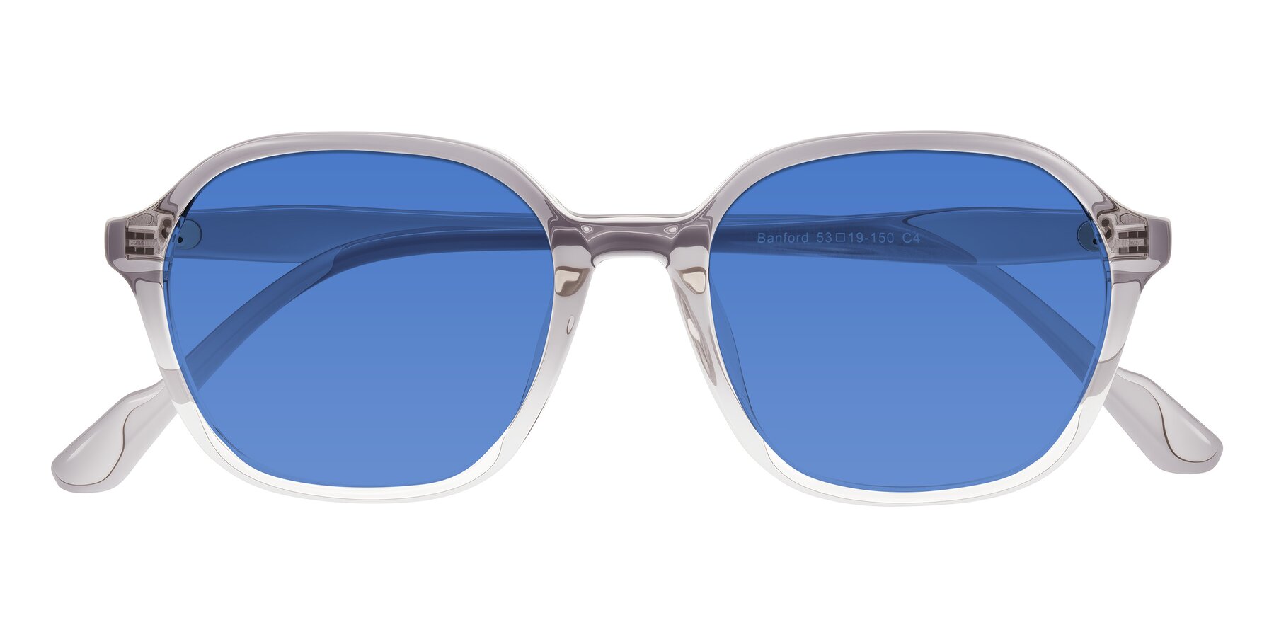 Folded Front of Banford in Crystal Gray with Blue Tinted Lenses