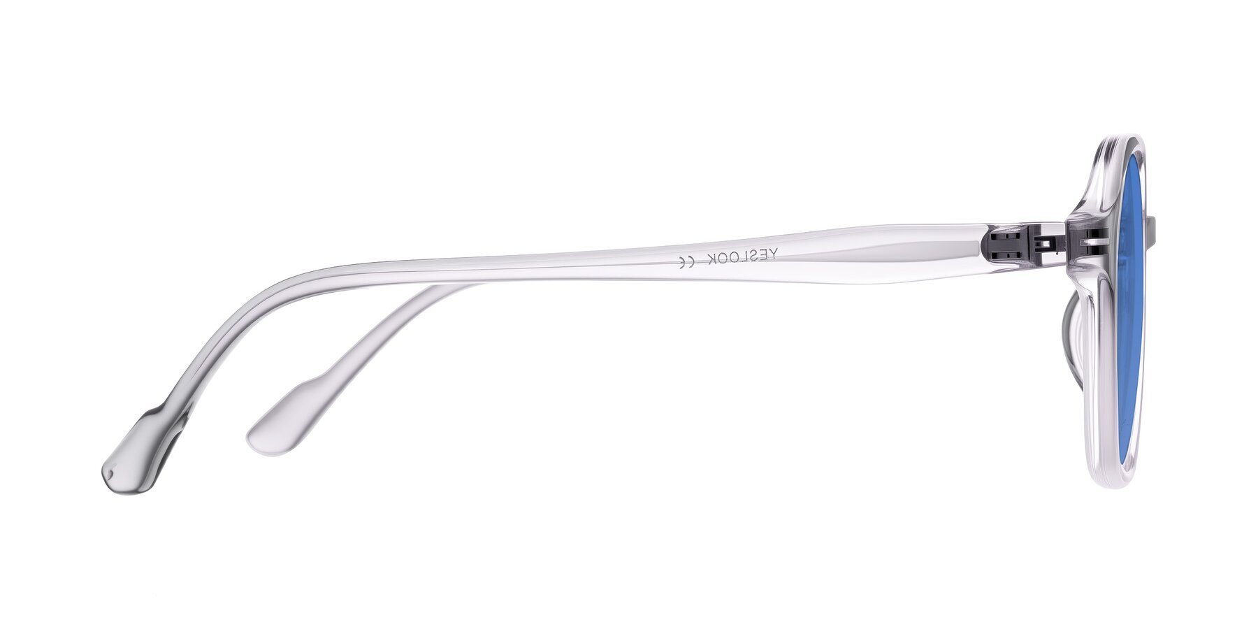 Side of Banford in Crystal Gray with Blue Tinted Lenses