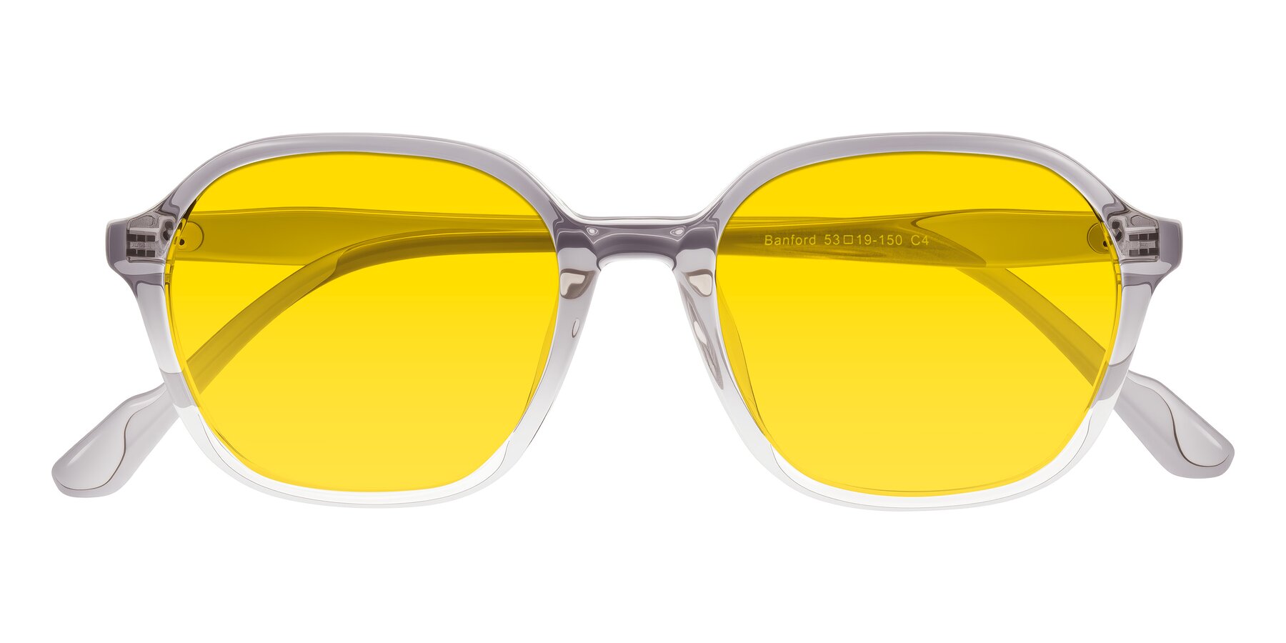 Folded Front of Banford in Crystal Gray with Yellow Tinted Lenses