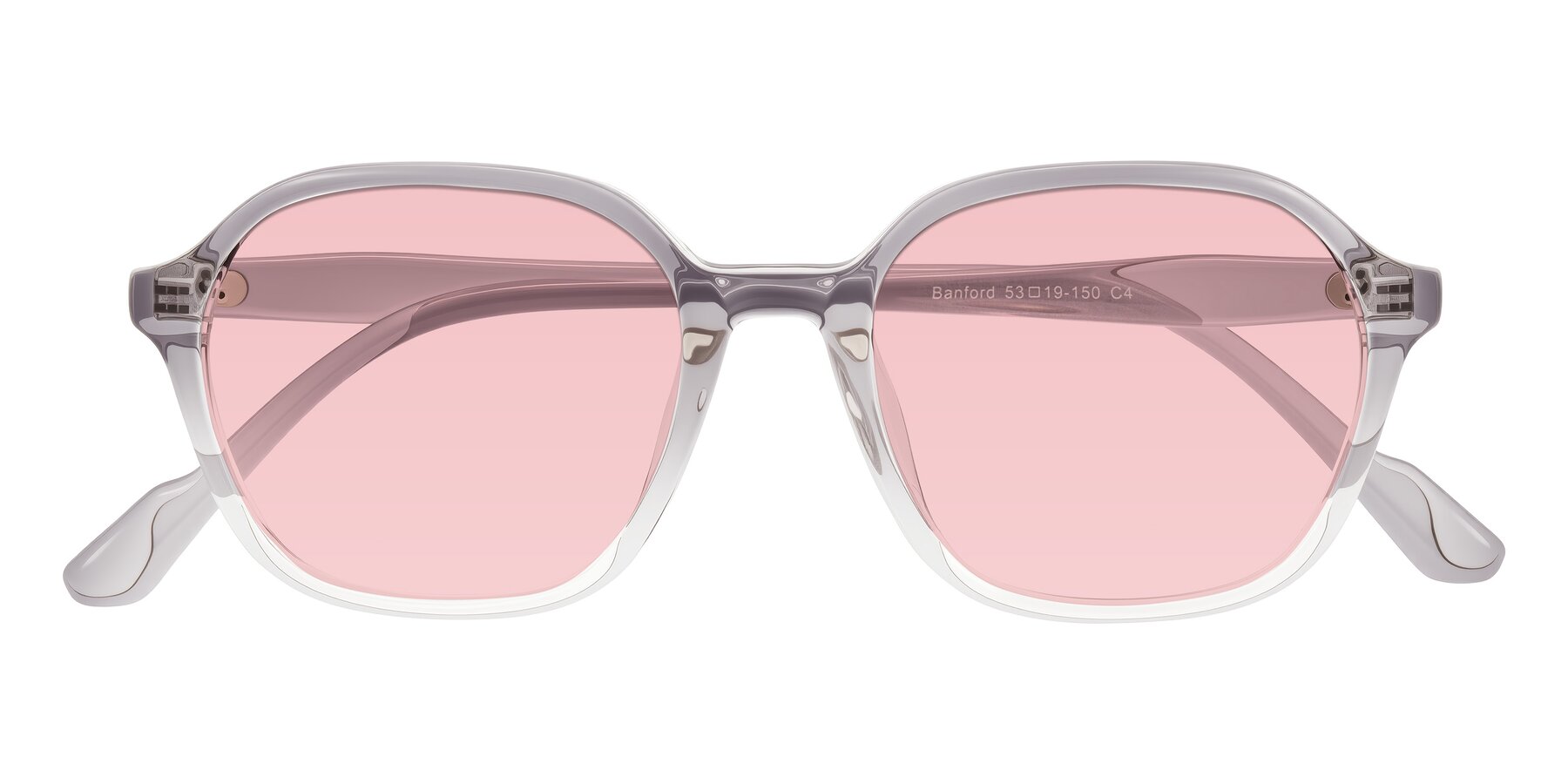 Folded Front of Banford in Crystal Gray with Light Garnet Tinted Lenses