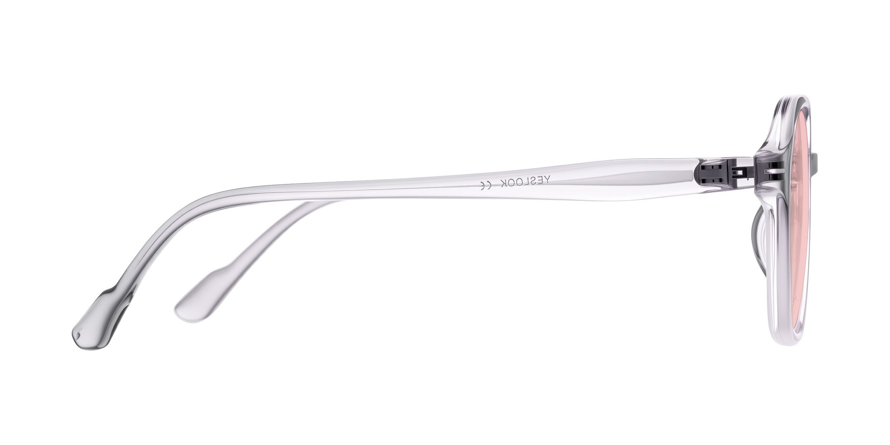 Side of Banford in Crystal Gray with Light Garnet Tinted Lenses