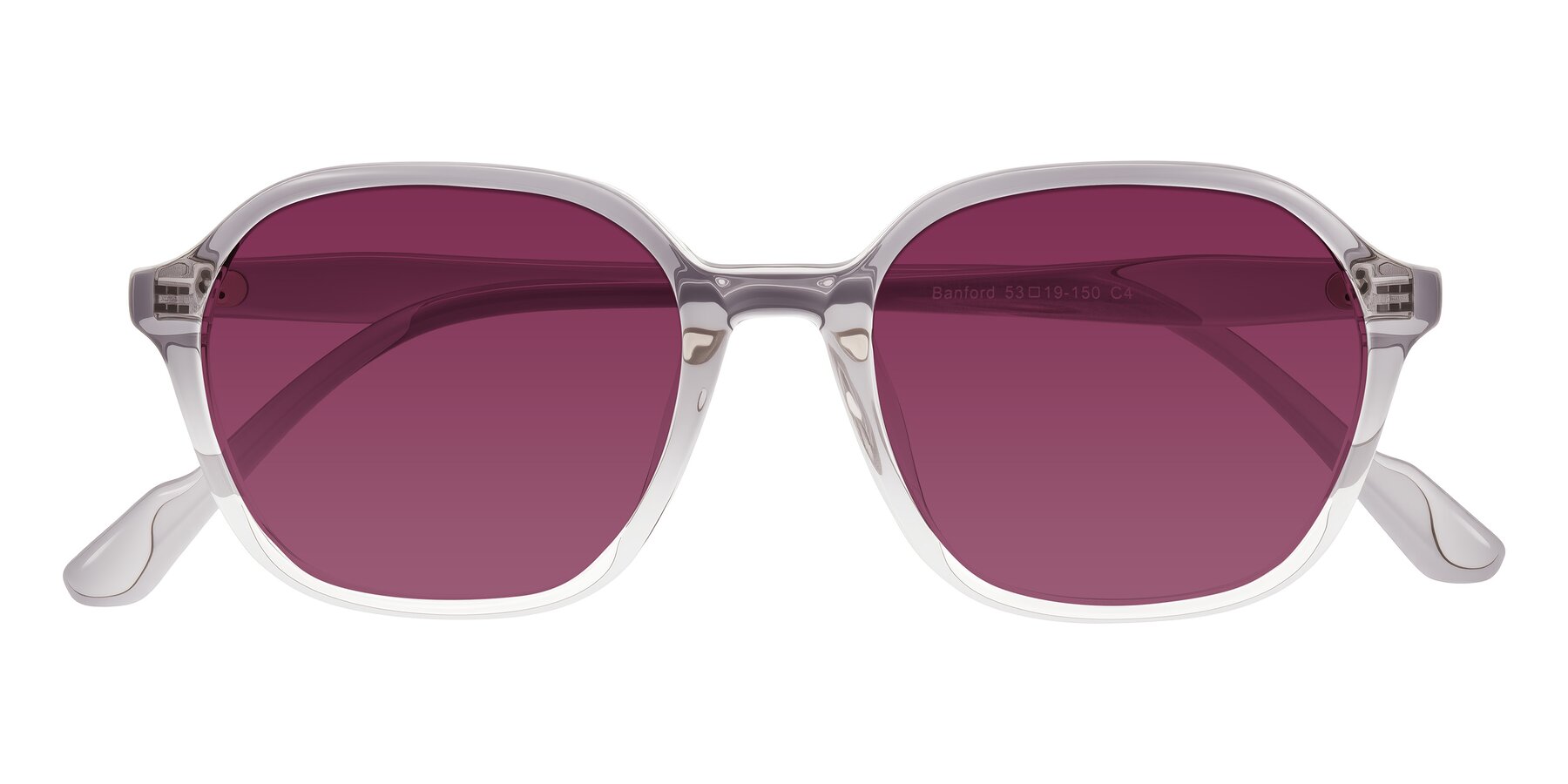 Folded Front of Banford in Crystal Gray with Wine Tinted Lenses