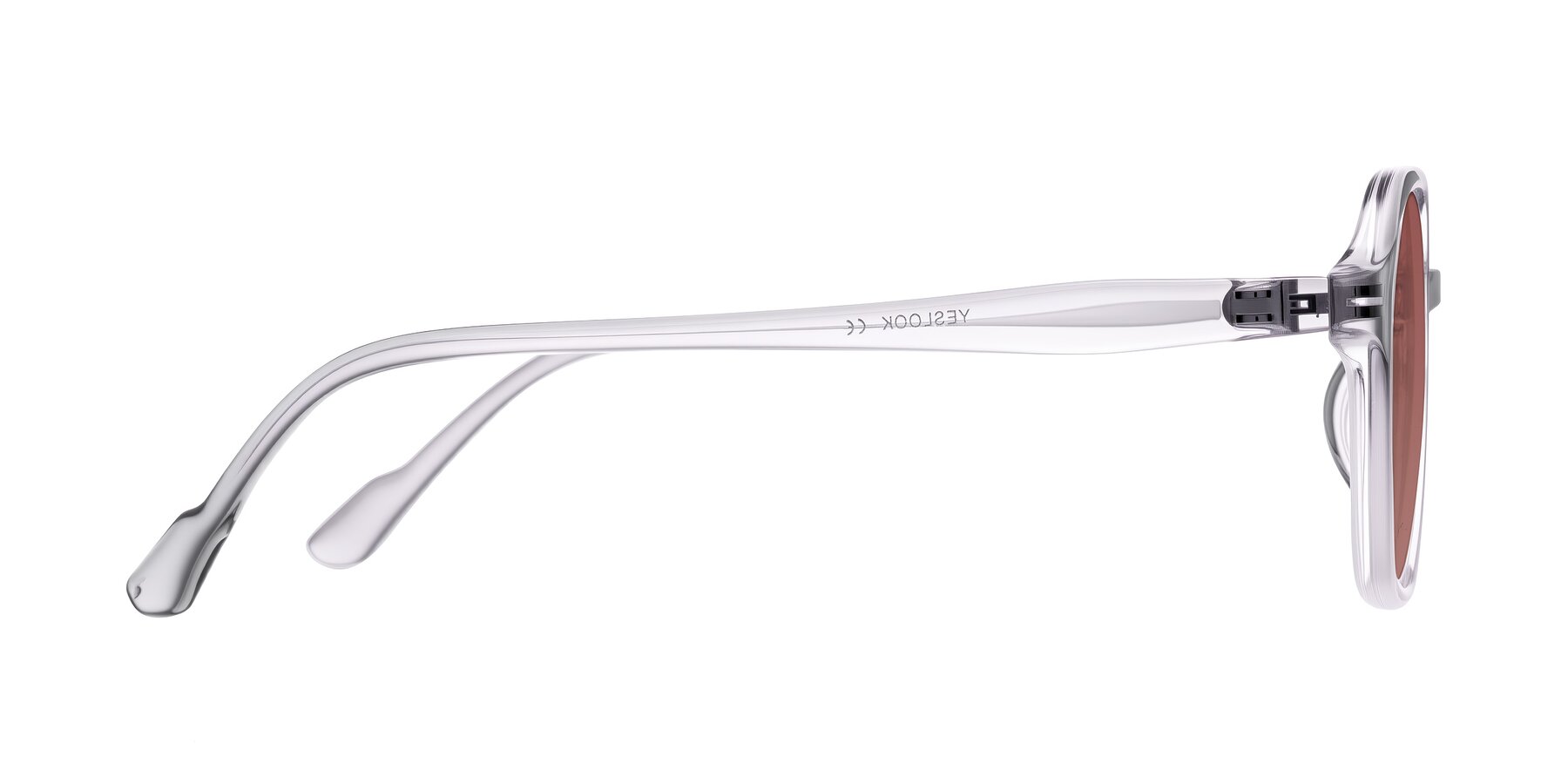 Side of Banford in Crystal Gray with Garnet Tinted Lenses