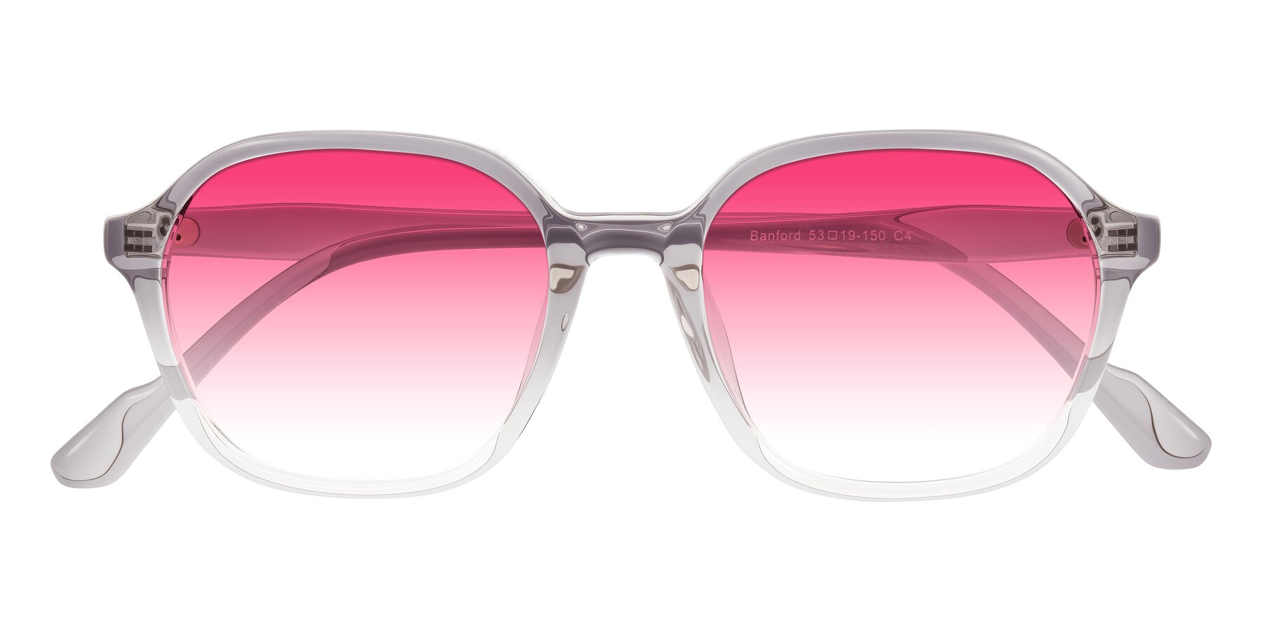 Folded Front of Banford in Crystal Gray with Pink Gradient Lenses