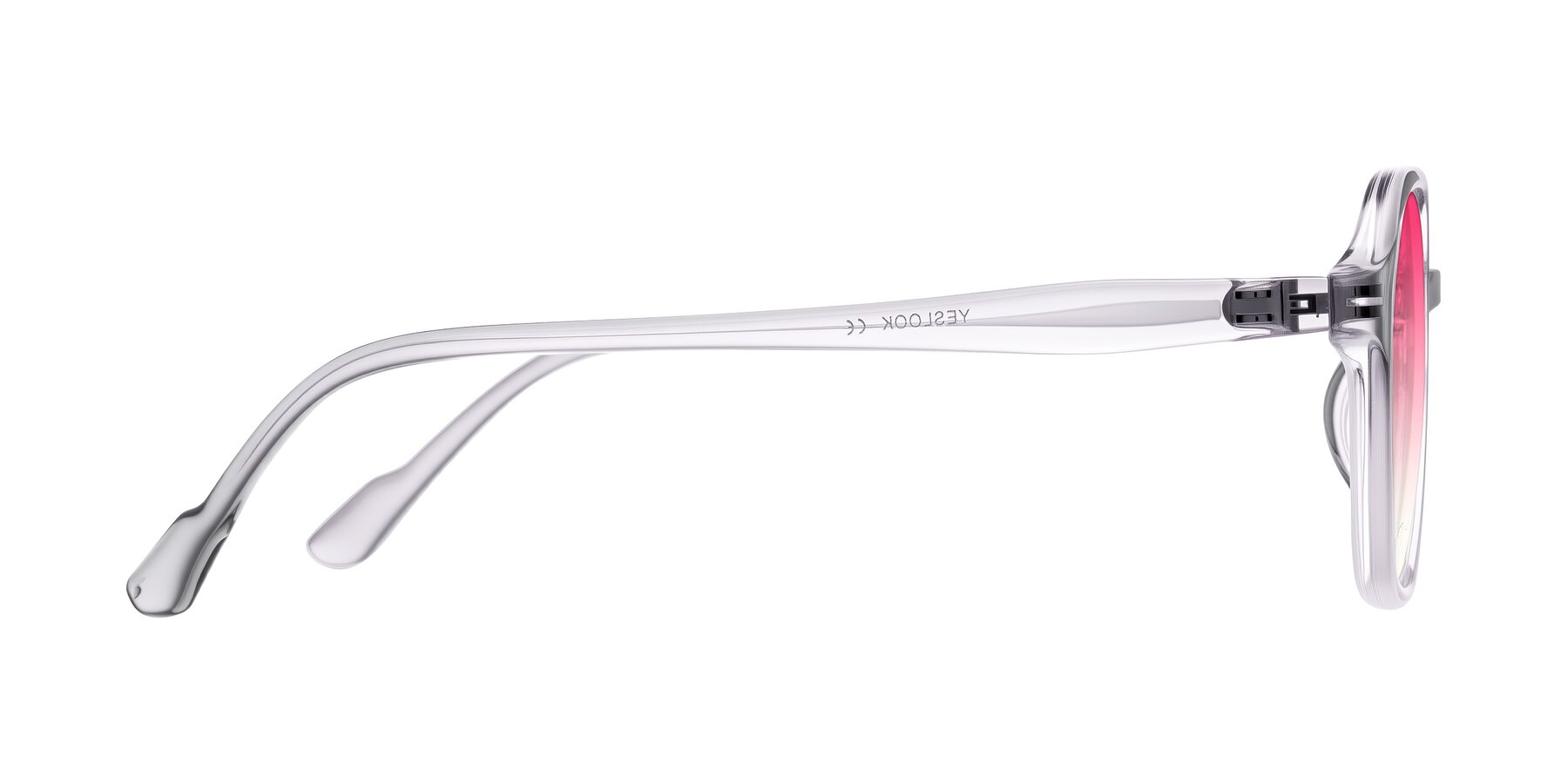 Side of Banford in Crystal Gray with Pink Gradient Lenses