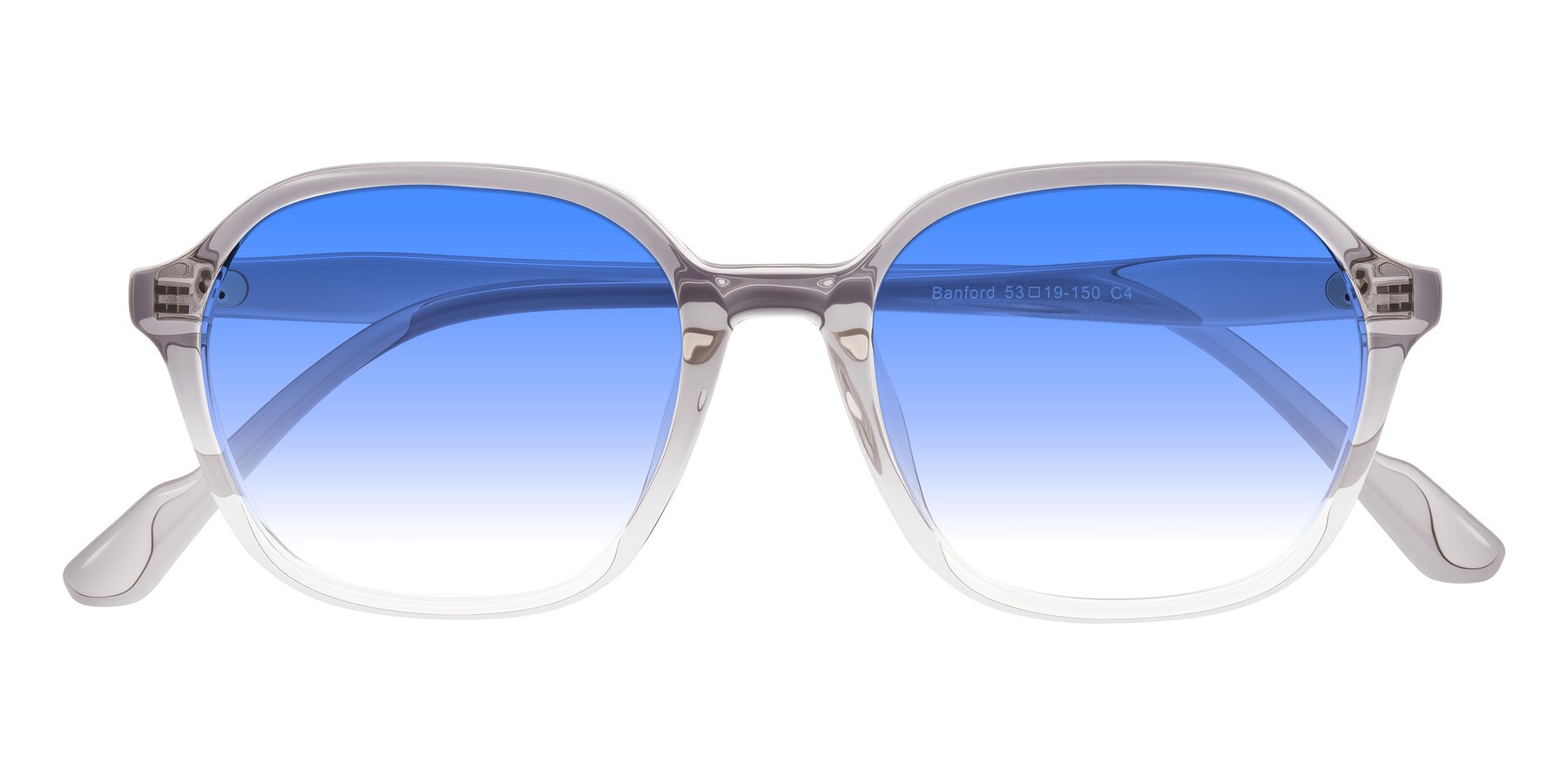 Folded Front of Banford in Crystal Gray with Blue Gradient Lenses