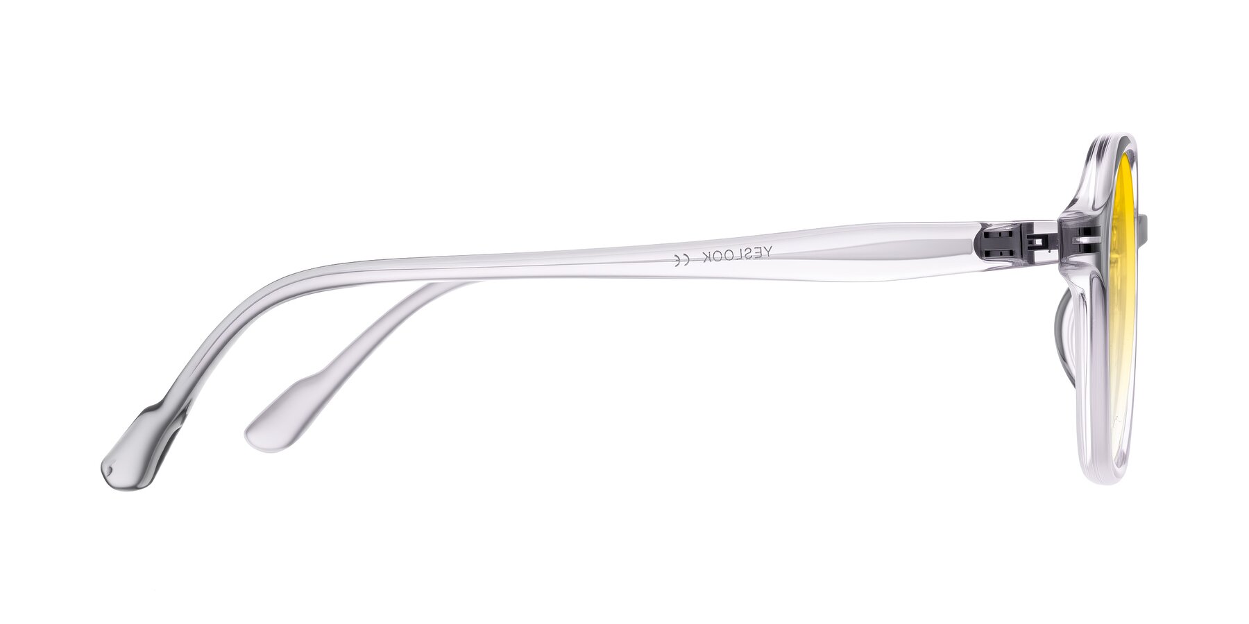 Side of Banford in Crystal Gray with Yellow Gradient Lenses