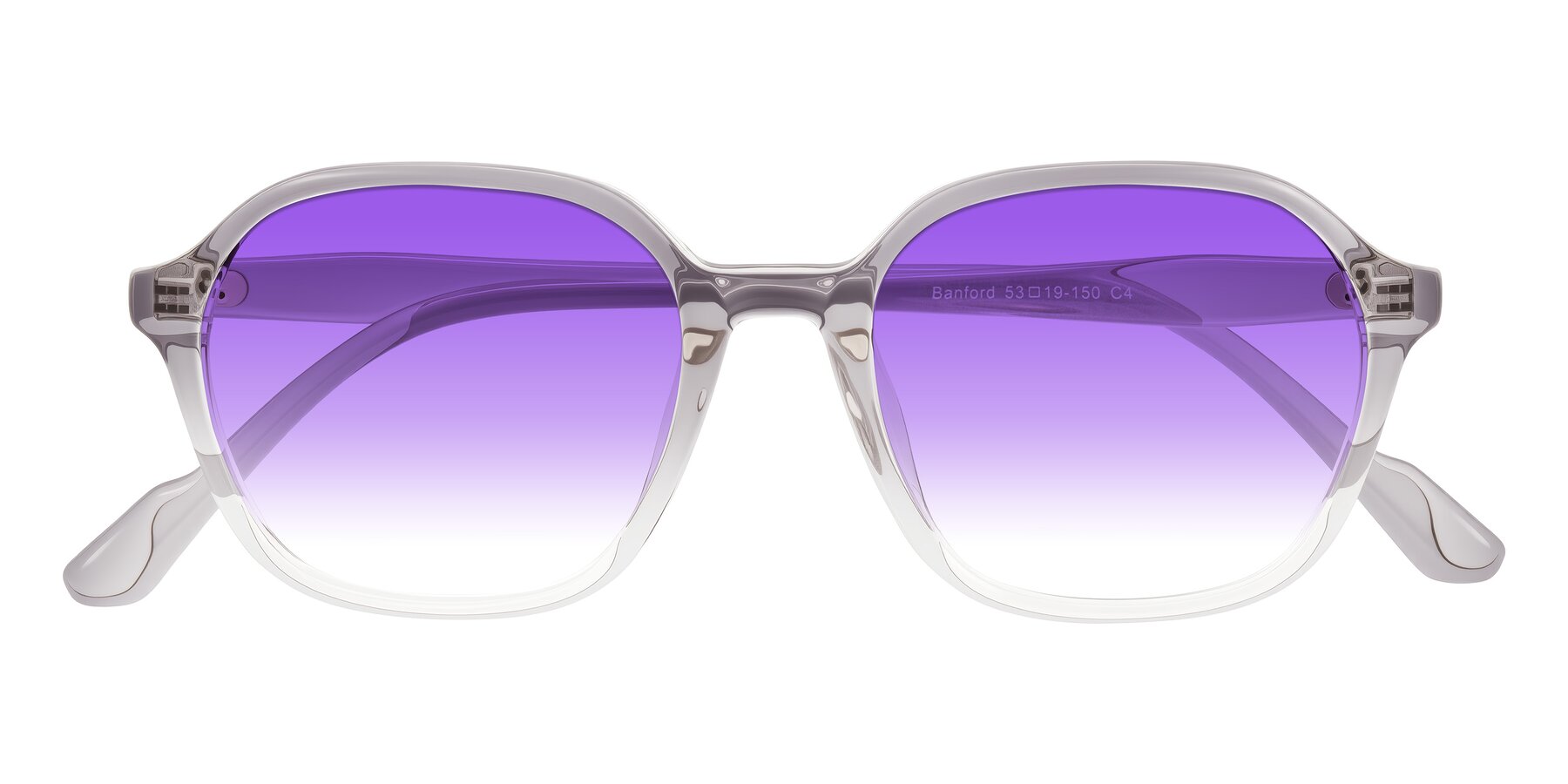 Folded Front of Banford in Crystal Gray with Purple Gradient Lenses