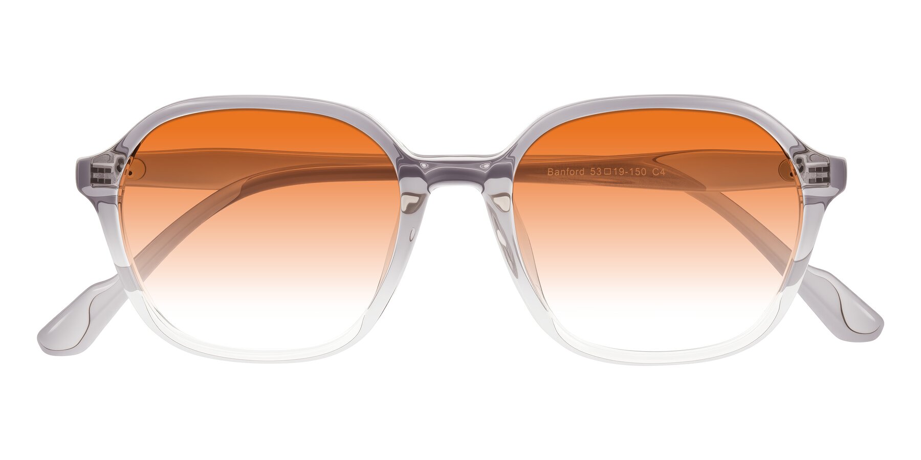 Folded Front of Banford in Crystal Gray with Orange Gradient Lenses