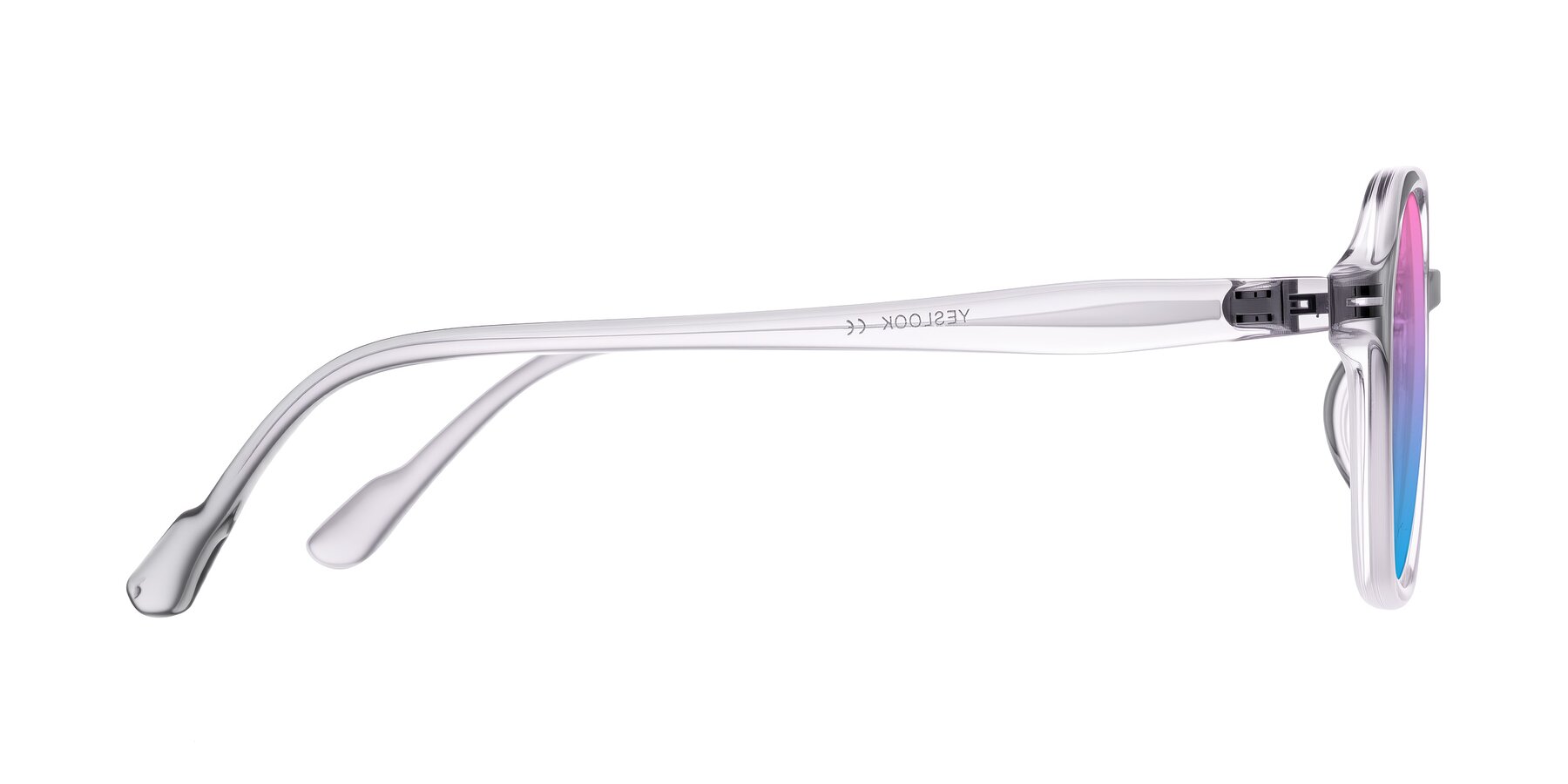 Side of Banford in Crystal Gray with Pink / Blue Gradient Lenses