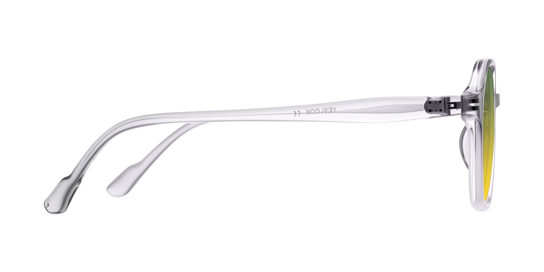 Side of Banford in Crystal Gray with Green / Yellow Gradient Lenses