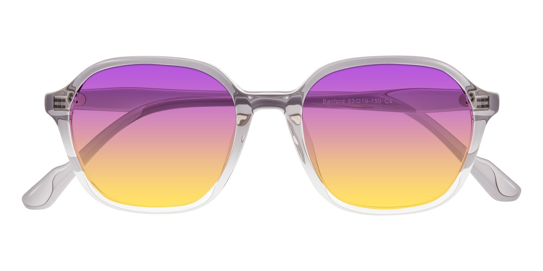Folded Front of Banford in Crystal Gray with Purple / Yellow Gradient Lenses