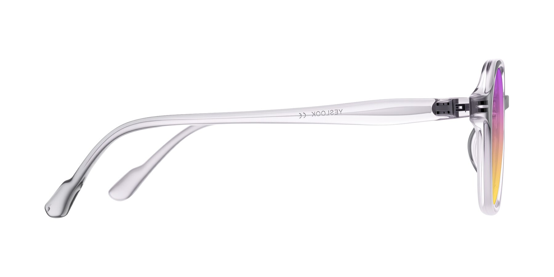 Side of Banford in Crystal Gray with Purple / Yellow Gradient Lenses