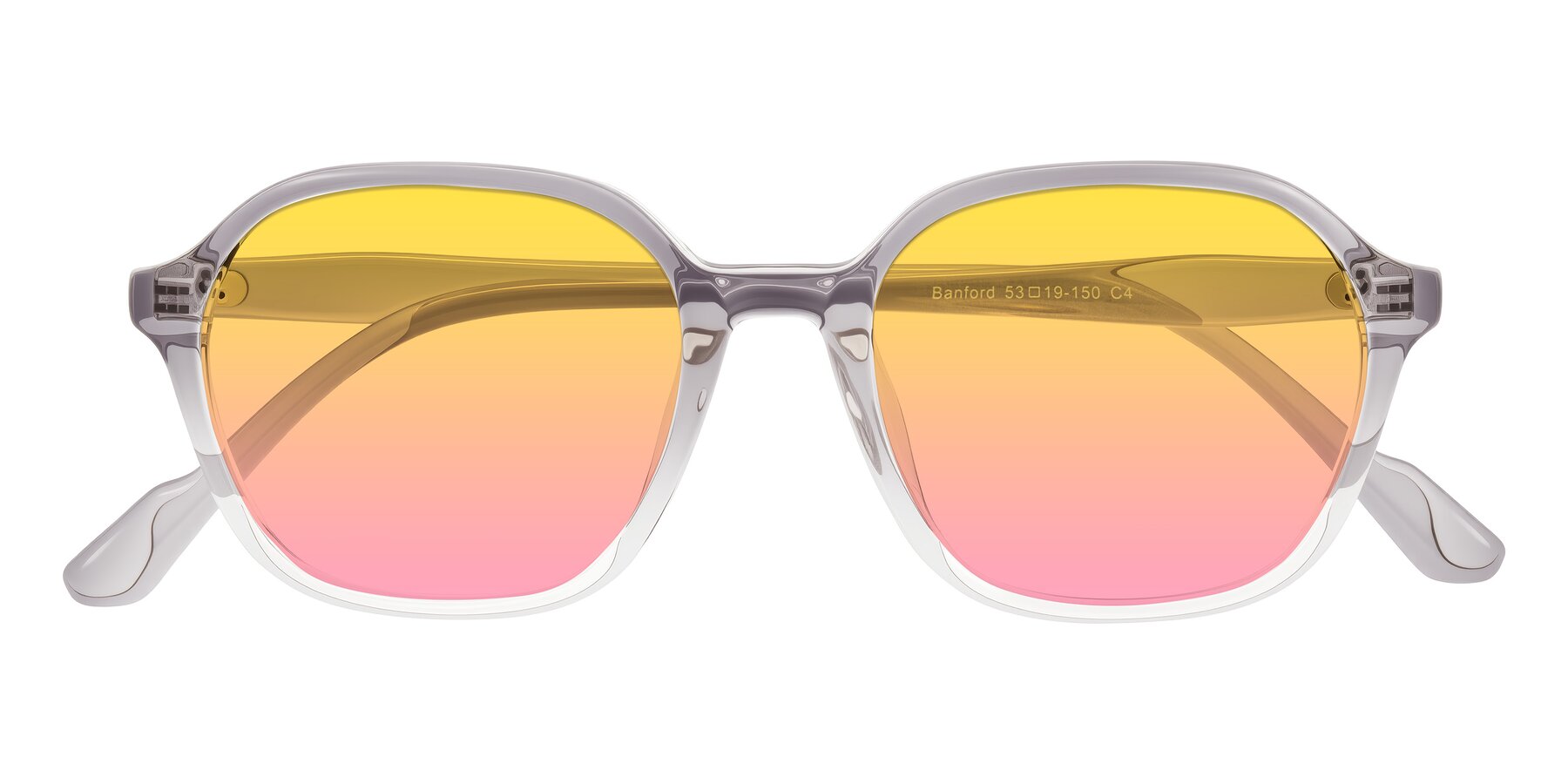 Folded Front of Banford in Crystal Gray with Yellow / Pink Gradient Lenses