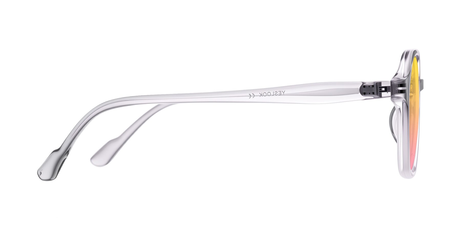 Side of Banford in Crystal Gray with Yellow / Pink Gradient Lenses