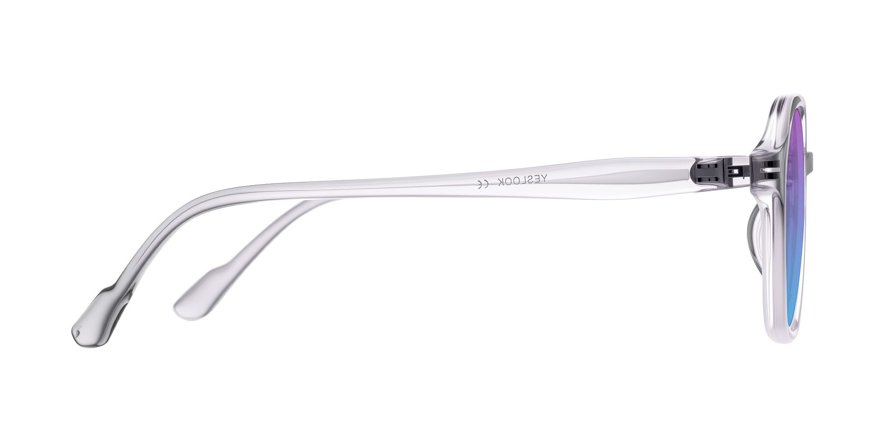 Side of Banford in Crystal Gray with Purple / Blue Gradient Lenses