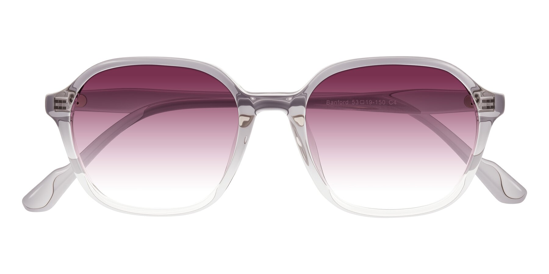 Folded Front of Banford in Crystal Gray with Wine Gradient Lenses