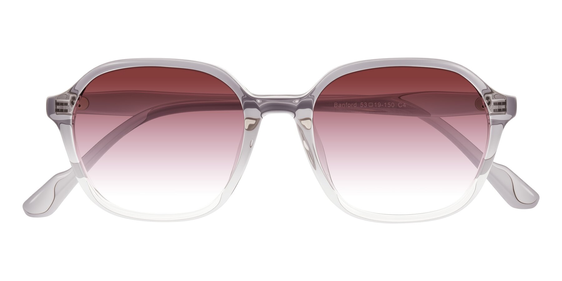 Folded Front of Banford in Crystal Gray with Garnet Gradient Lenses