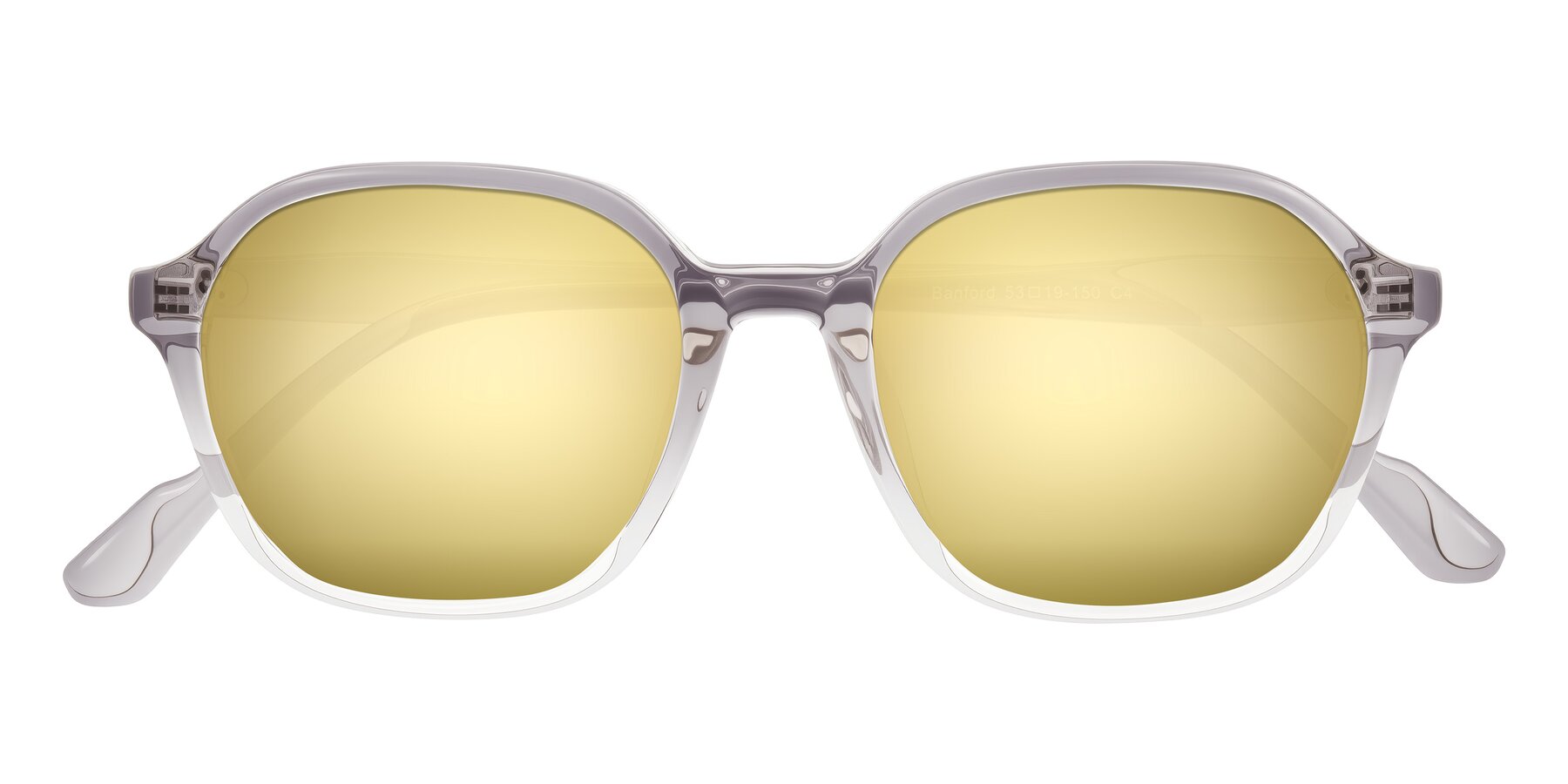 Folded Front of Banford in Crystal Gray with Gold Mirrored Lenses