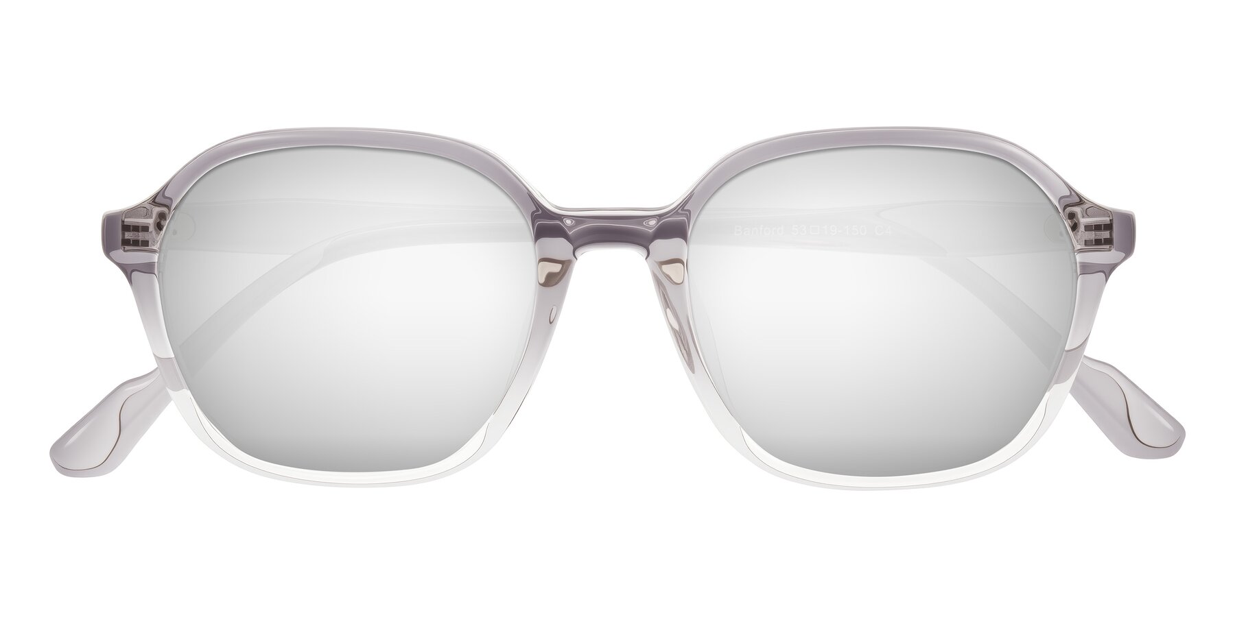 Folded Front of Banford in Crystal Gray with Silver Mirrored Lenses