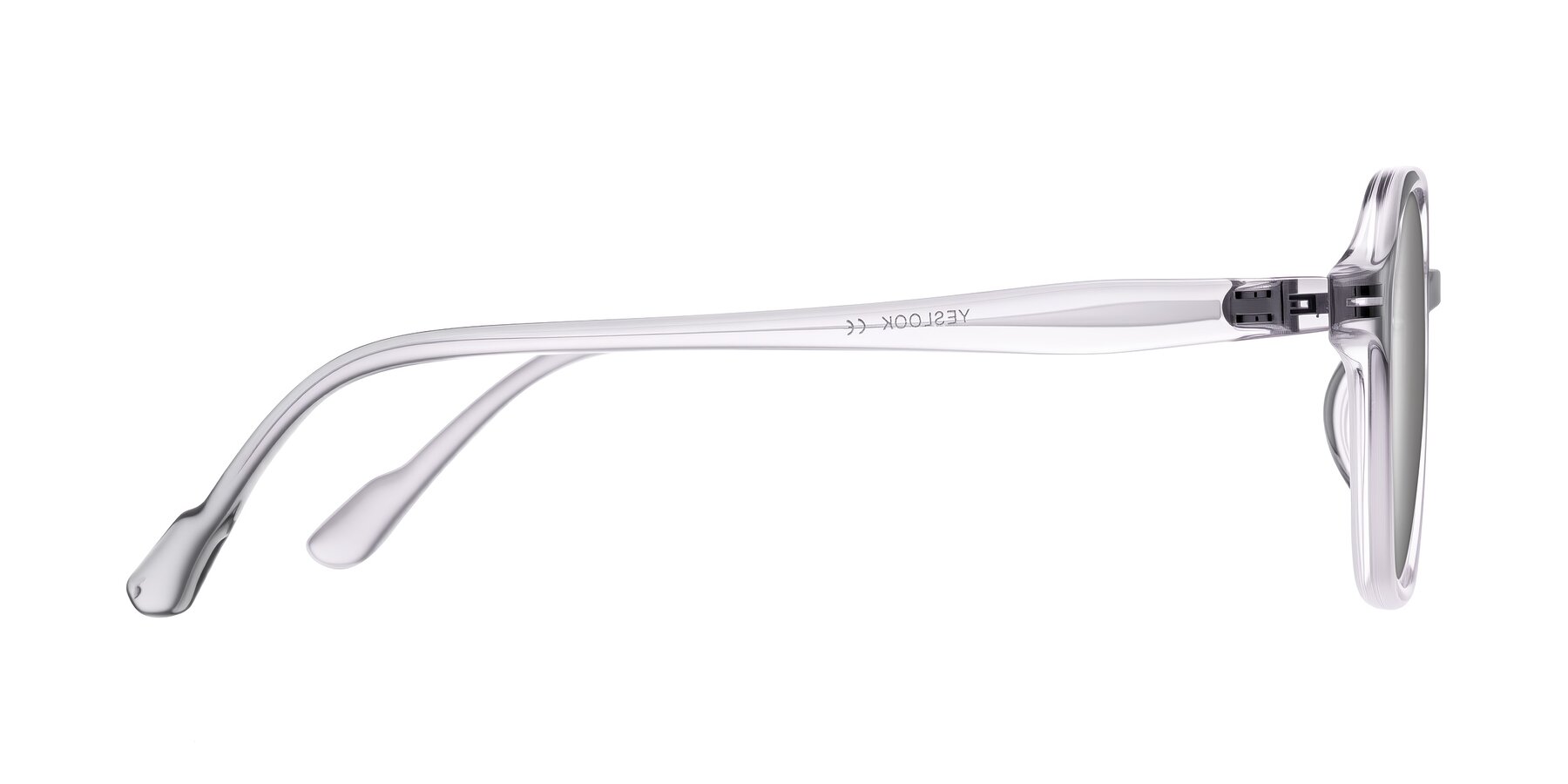 Side of Banford in Crystal Gray with Silver Mirrored Lenses