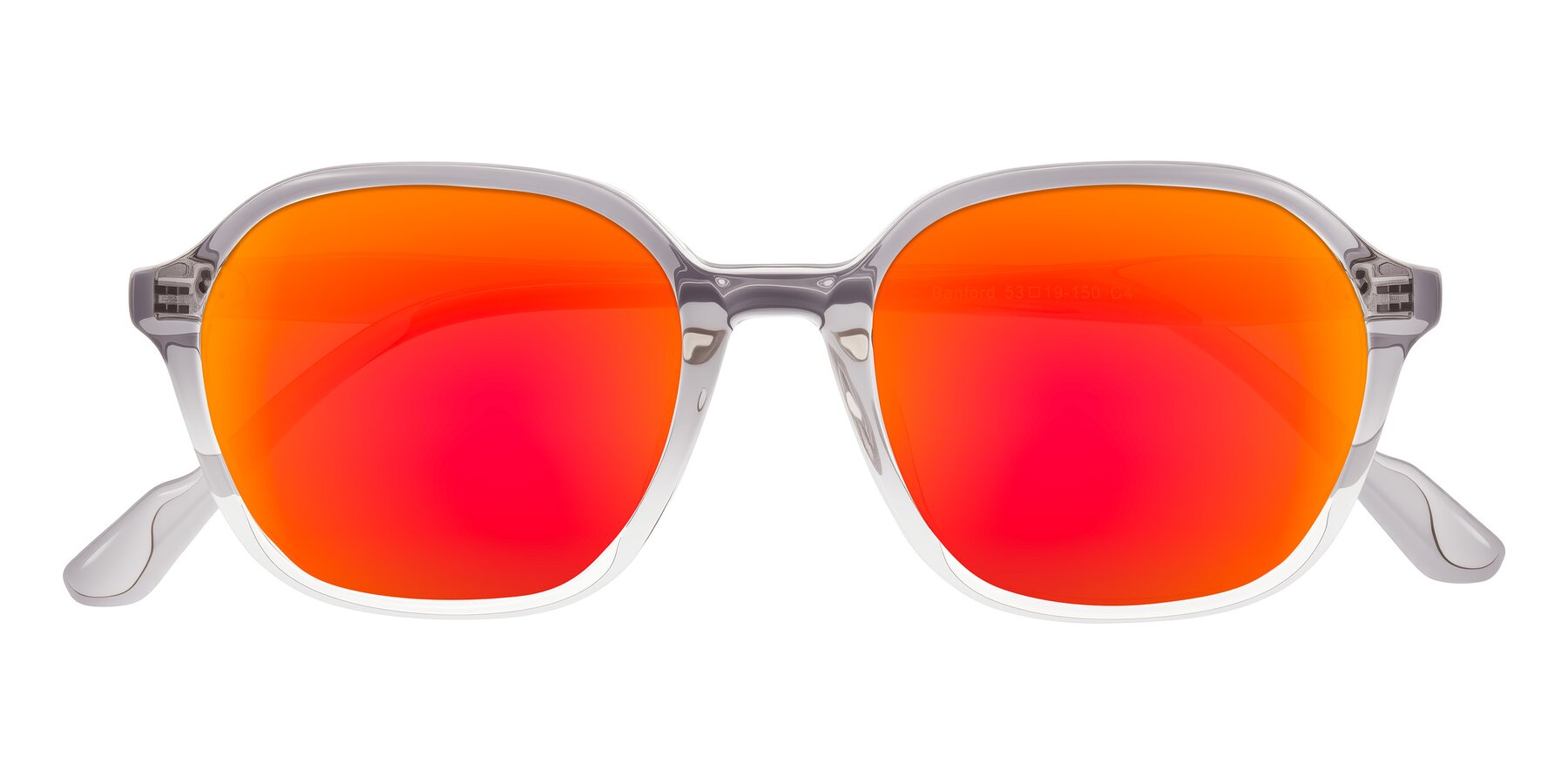 Folded Front of Banford in Crystal Gray with Red Gold Mirrored Lenses