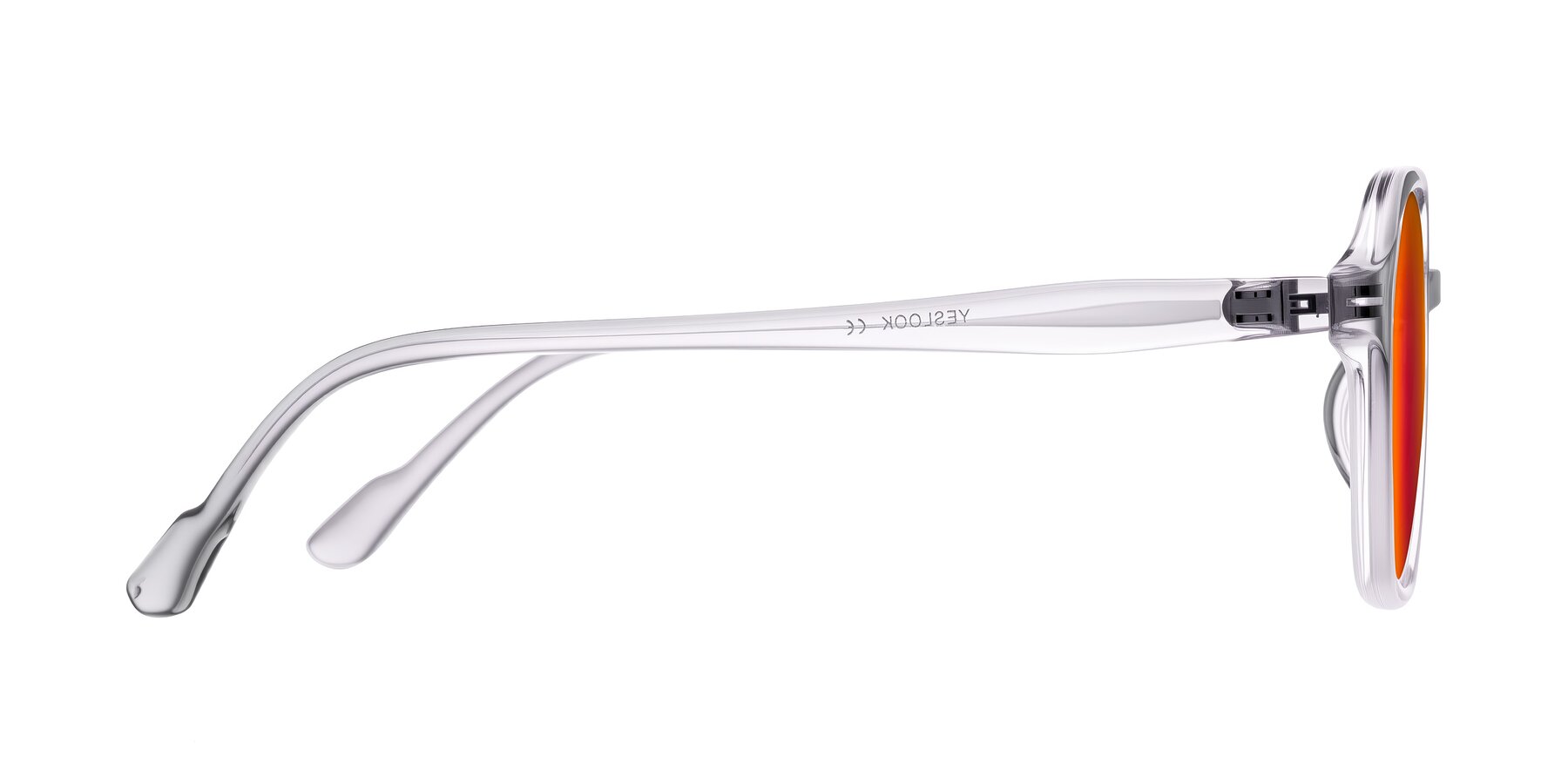 Side of Banford in Crystal Gray with Red Gold Mirrored Lenses