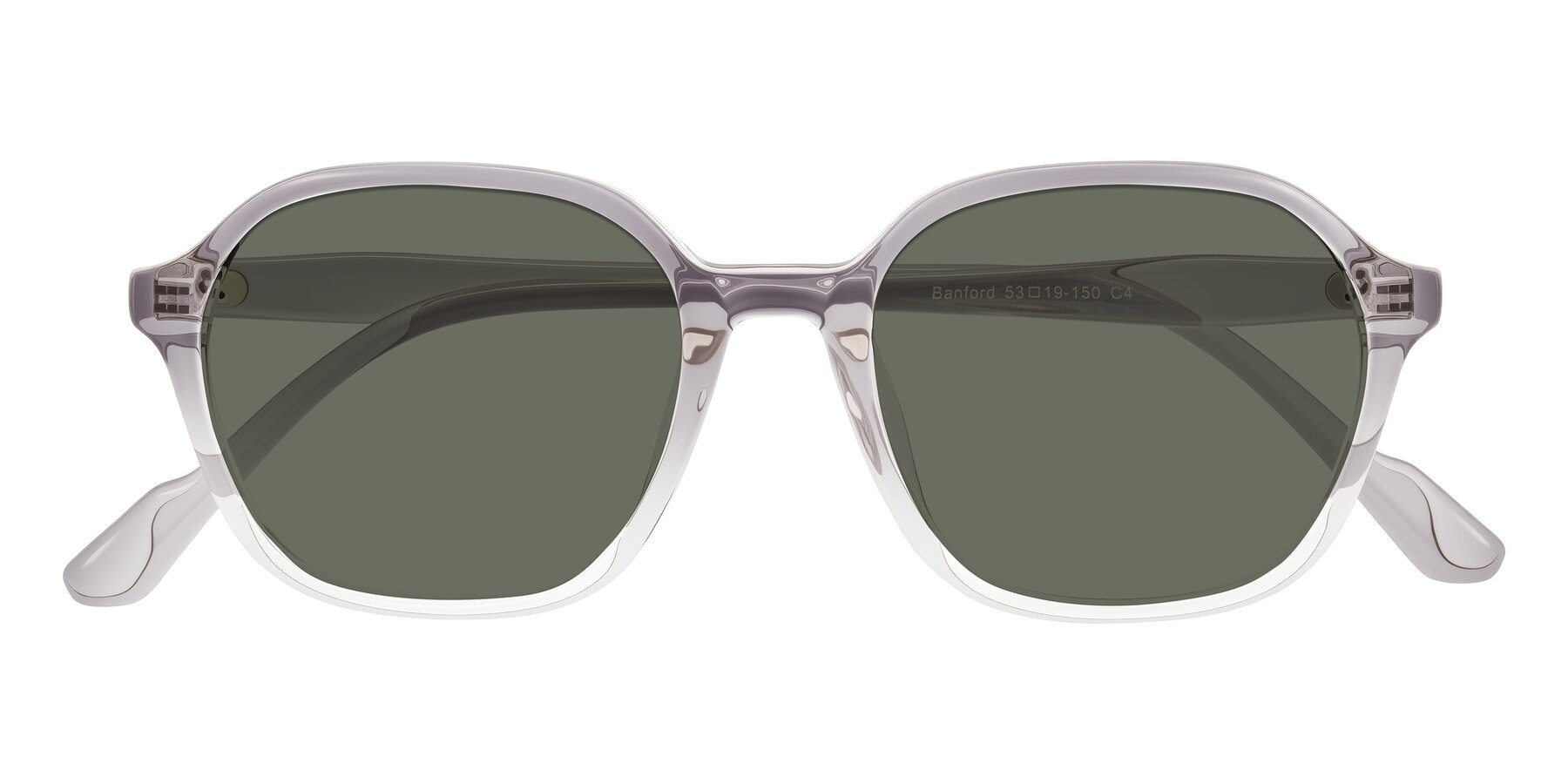 Folded Front of Banford in Crystal Gray with Gray Polarized Lenses