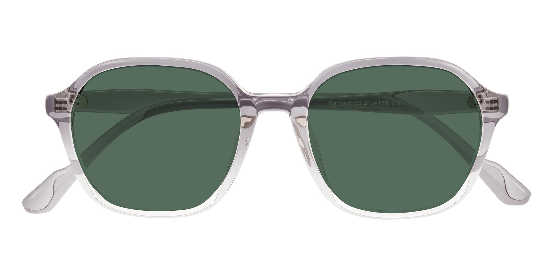 Folded Front of Banford in Crystal Gray with Green Polarized Lenses