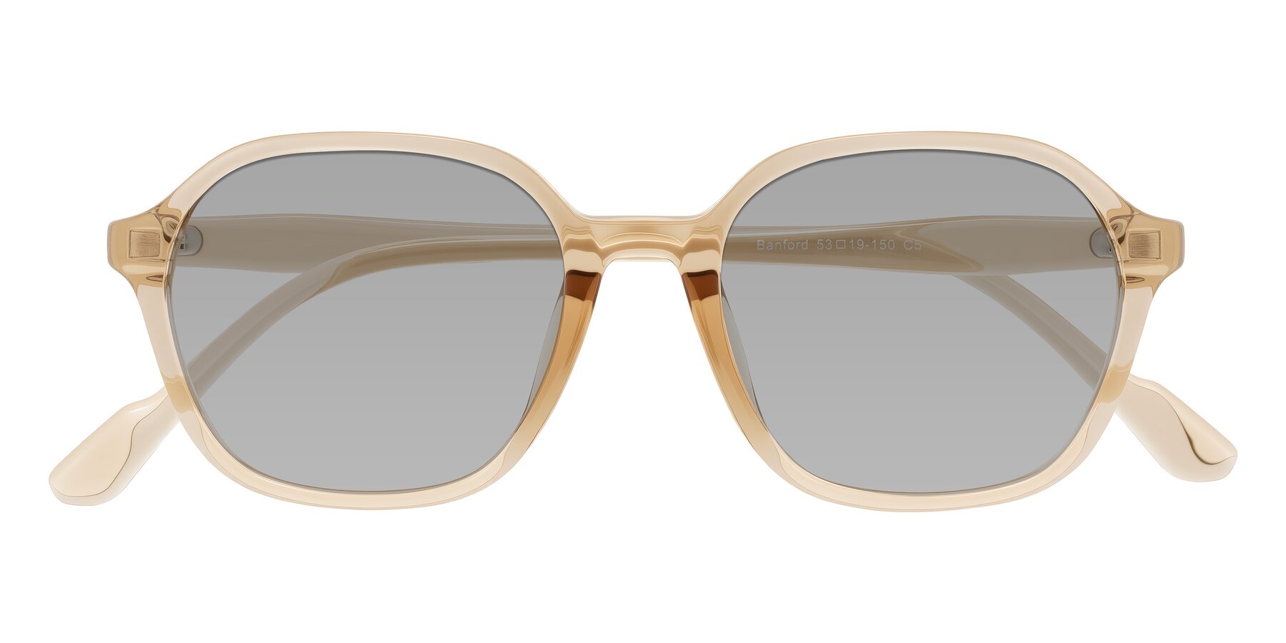 Folded Front of Banford in Champagne with Light Gray Tinted Lenses