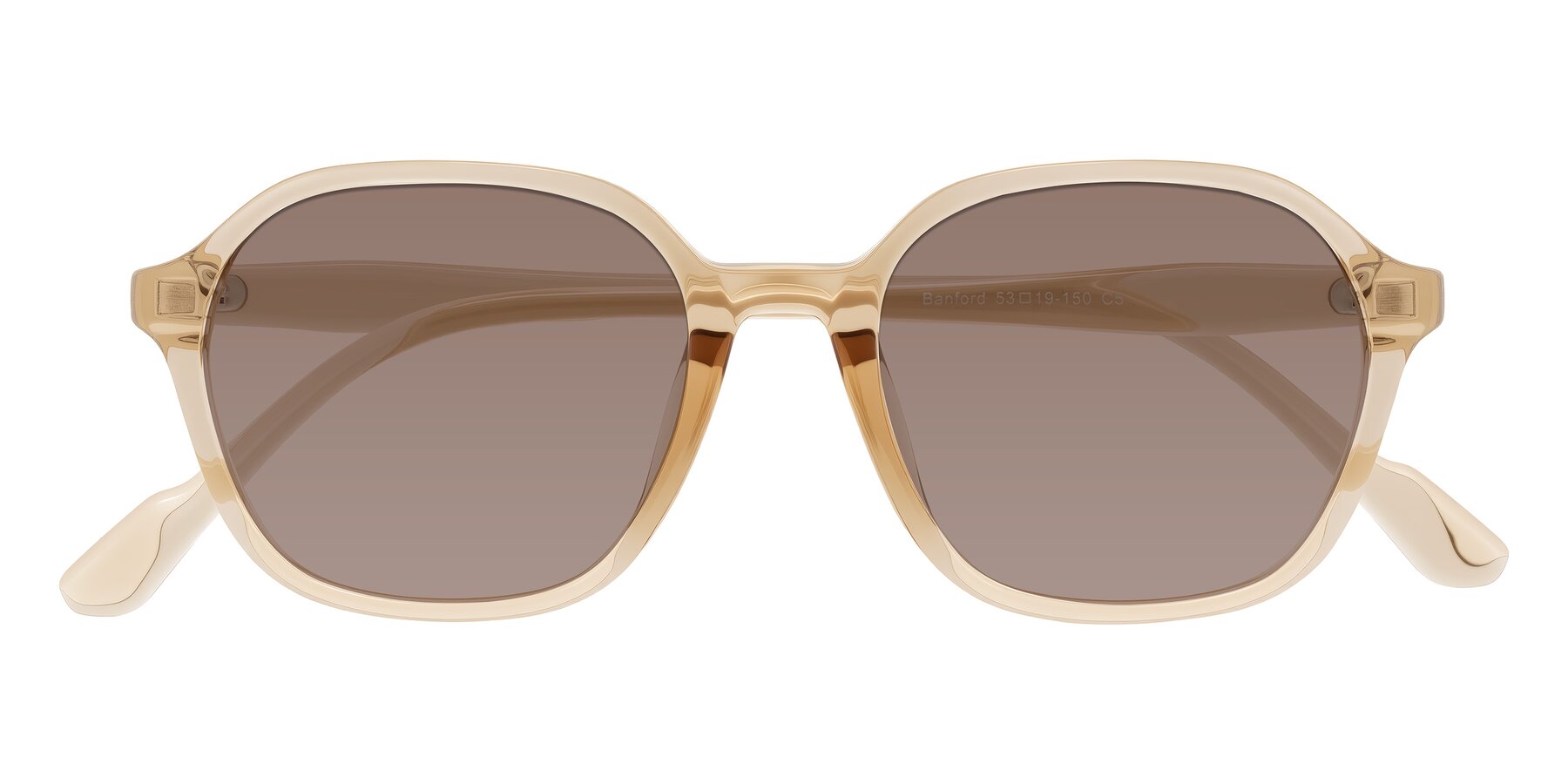 Folded Front of Banford in Champagne with Medium Brown Tinted Lenses