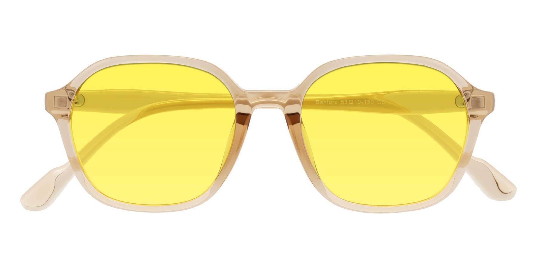 Folded Front of Banford in Champagne with Medium Yellow Tinted Lenses