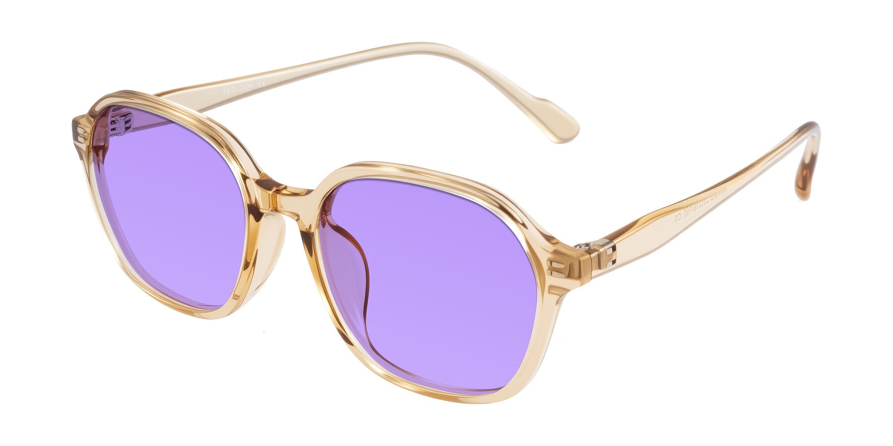 Angle of Banford in Champagne with Medium Purple Tinted Lenses