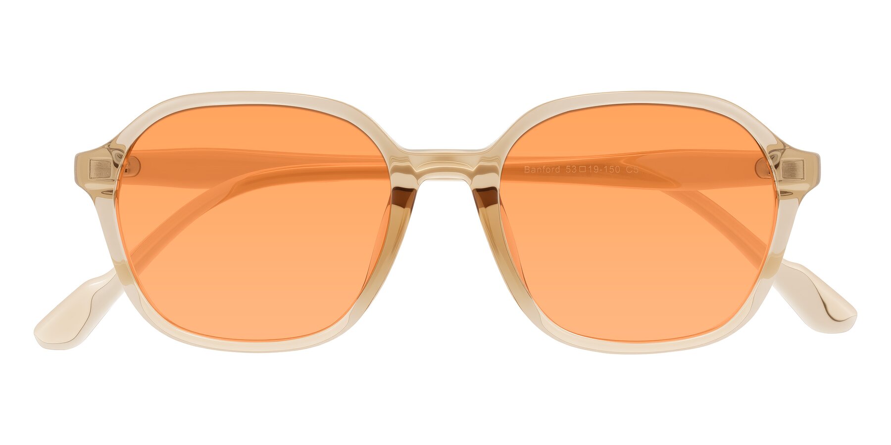 Folded Front of Banford in Champagne with Medium Orange Tinted Lenses