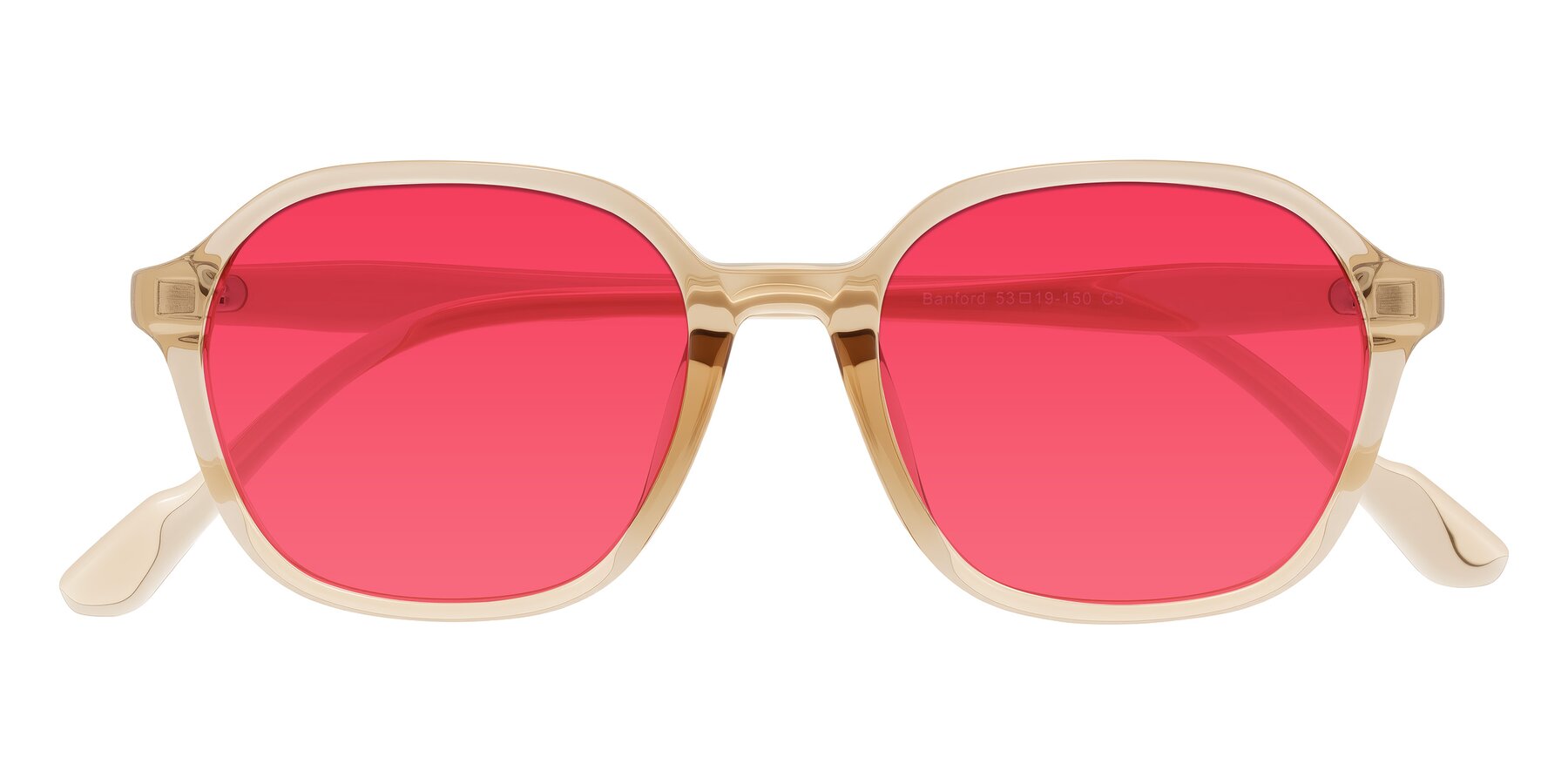 Folded Front of Banford in Champagne with Red Tinted Lenses