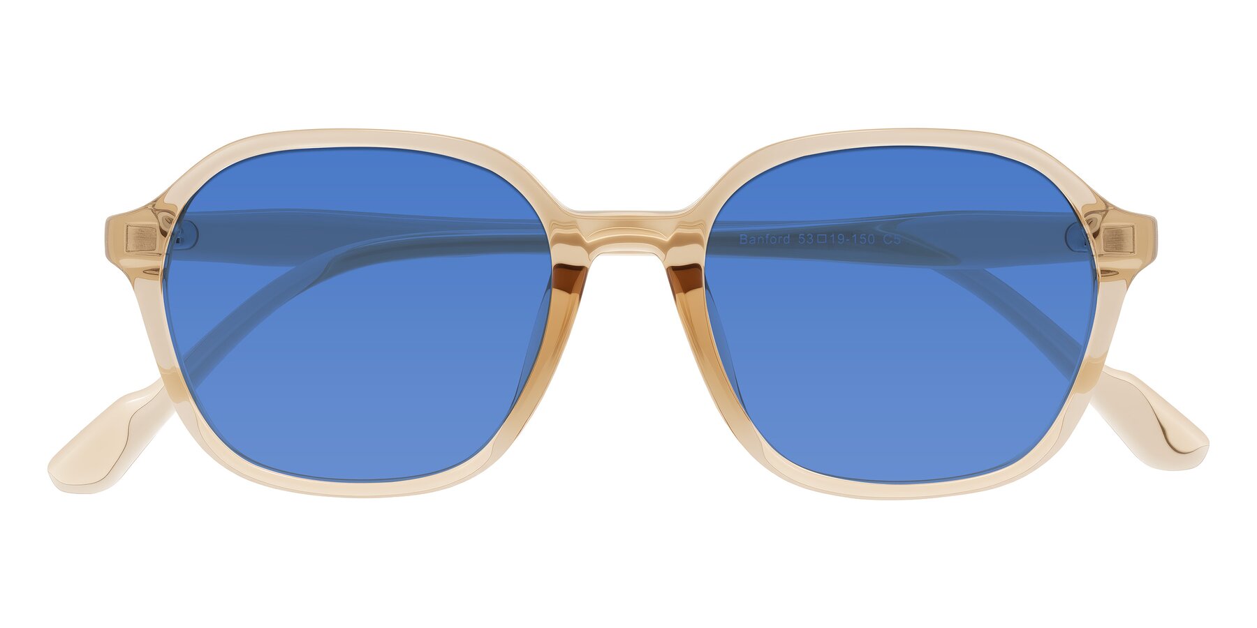 Folded Front of Banford in Champagne with Blue Tinted Lenses