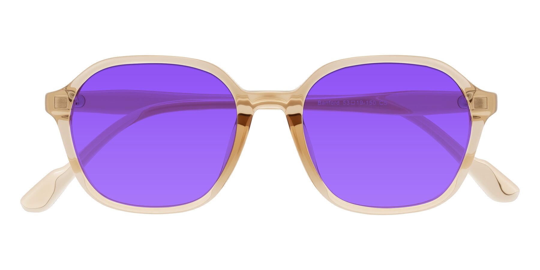Folded Front of Banford in Champagne with Purple Tinted Lenses