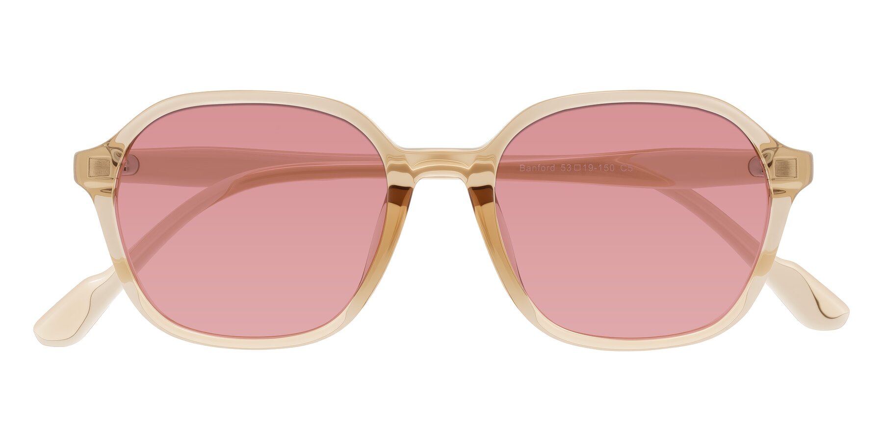 Folded Front of Banford in Champagne with Medium Garnet Tinted Lenses