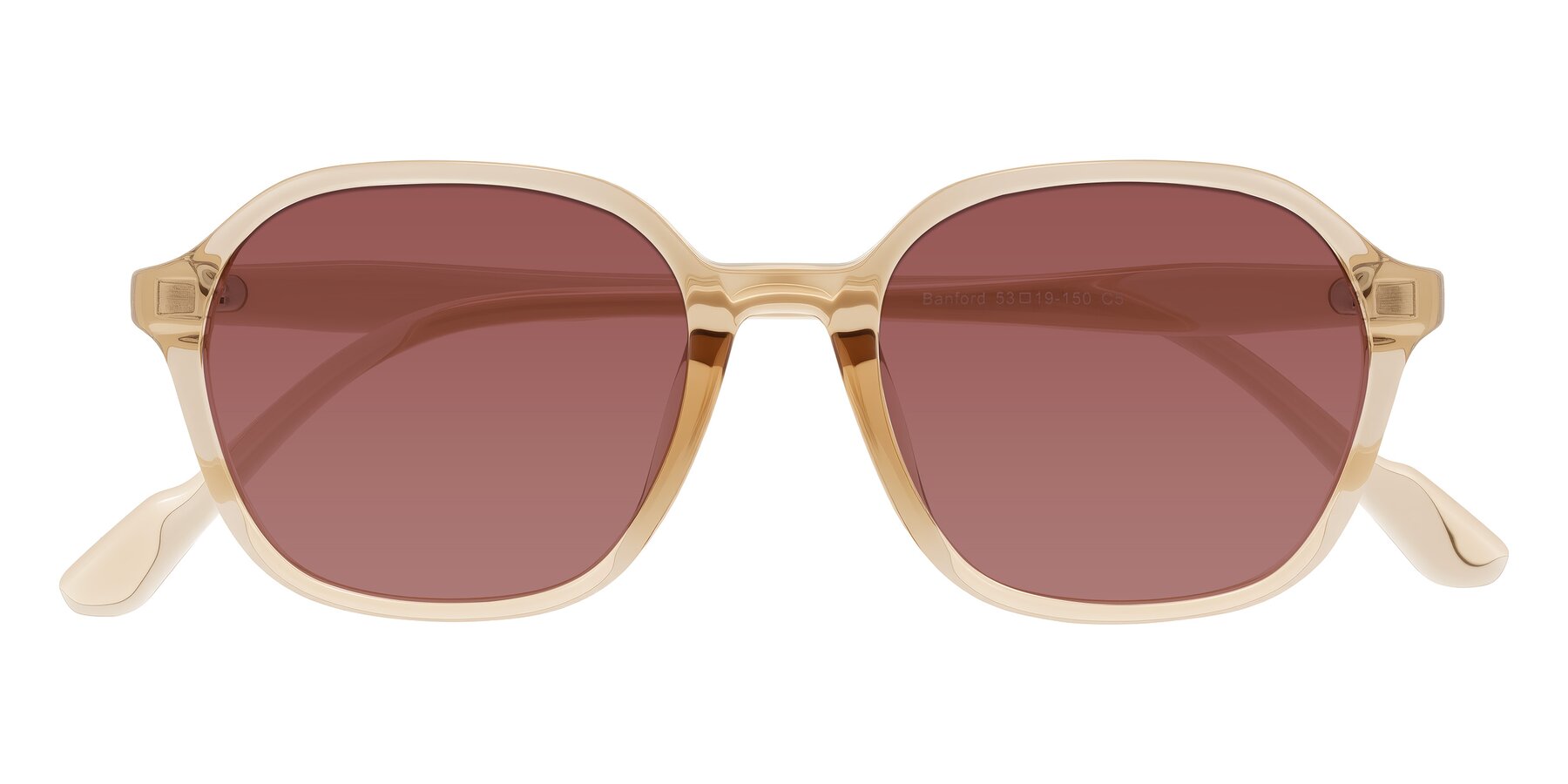 Folded Front of Banford in Champagne with Garnet Tinted Lenses