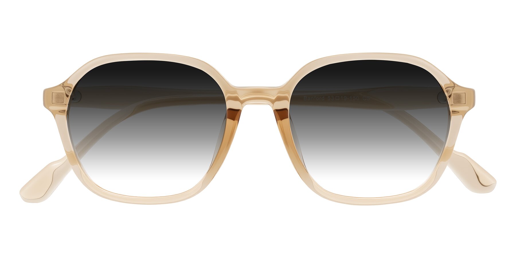 Folded Front of Banford in Champagne with Gray Gradient Lenses