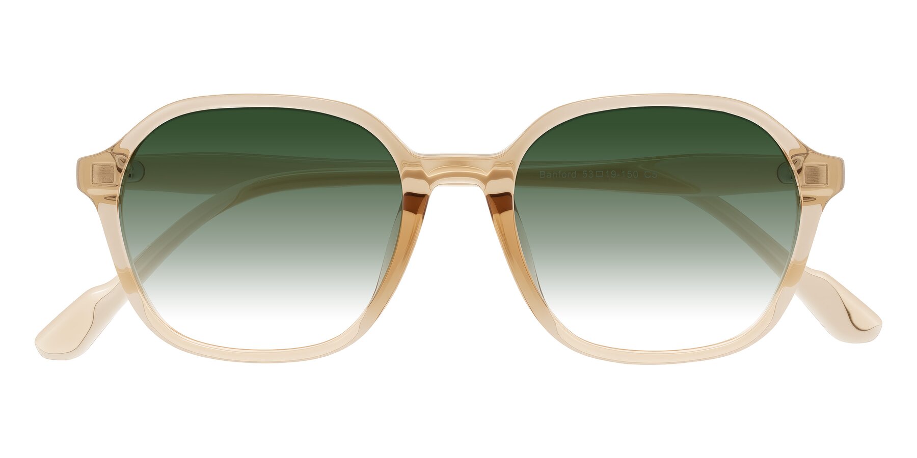 Folded Front of Banford in Champagne with Green Gradient Lenses