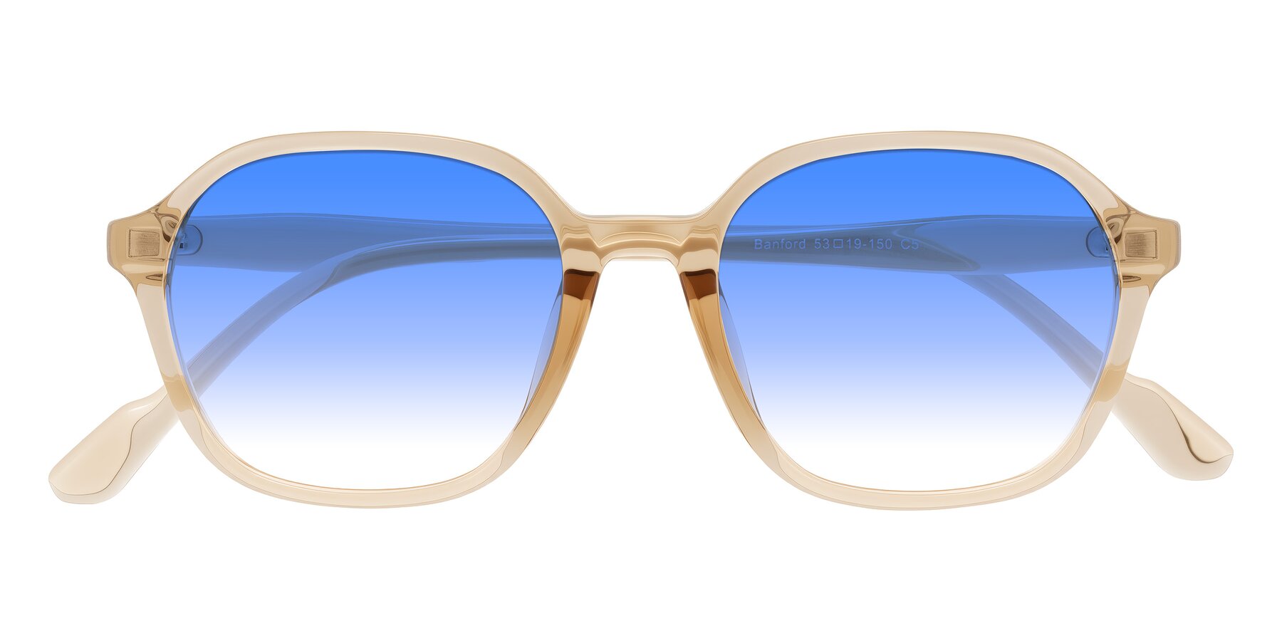 Folded Front of Banford in Champagne with Blue Gradient Lenses
