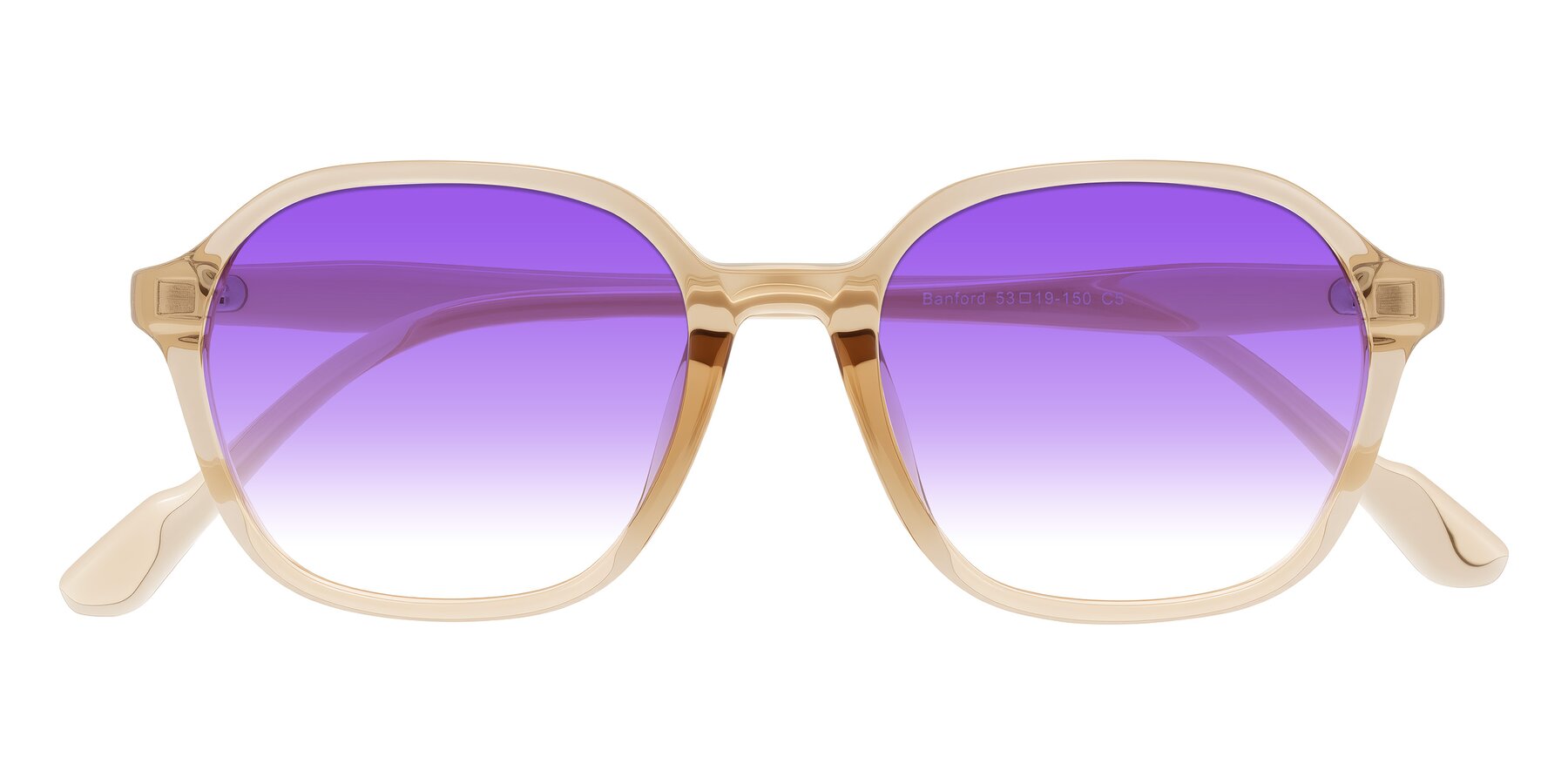 Folded Front of Banford in Champagne with Purple Gradient Lenses