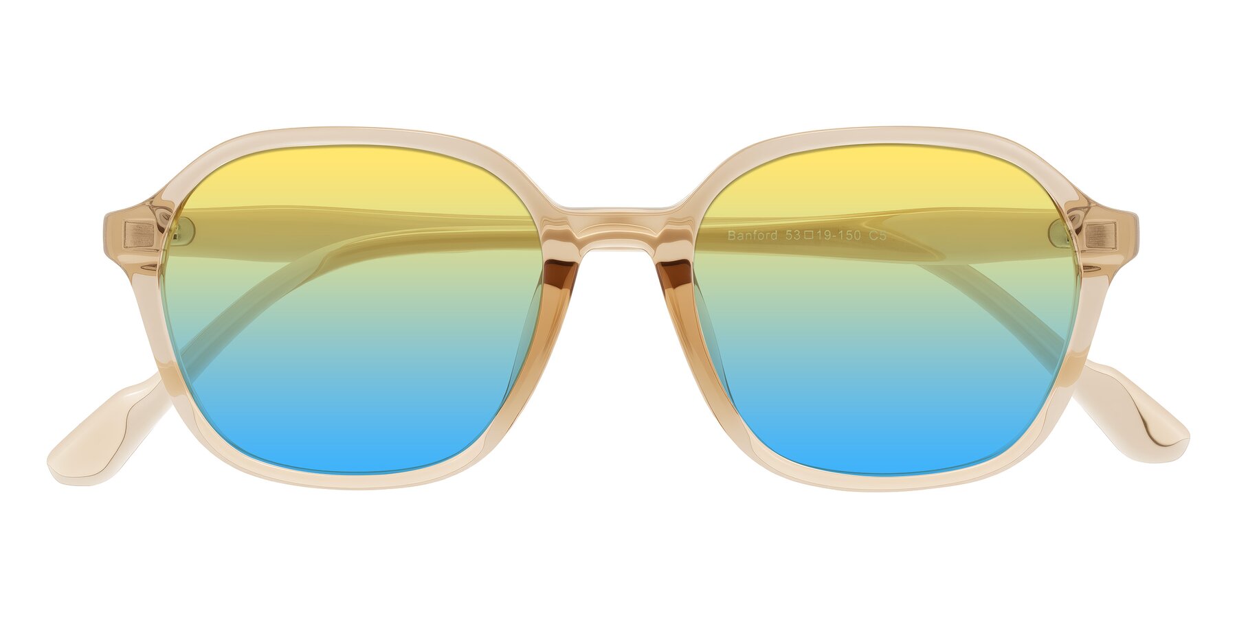 Folded Front of Banford in Champagne with Yellow / Blue Gradient Lenses