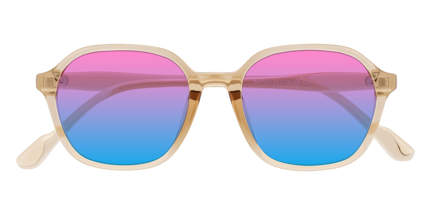Folded Front of Banford in Champagne with Pink / Blue Gradient Lenses