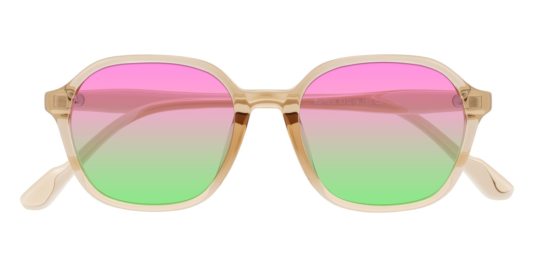 Folded Front of Banford in Champagne with Pink / Green Gradient Lenses