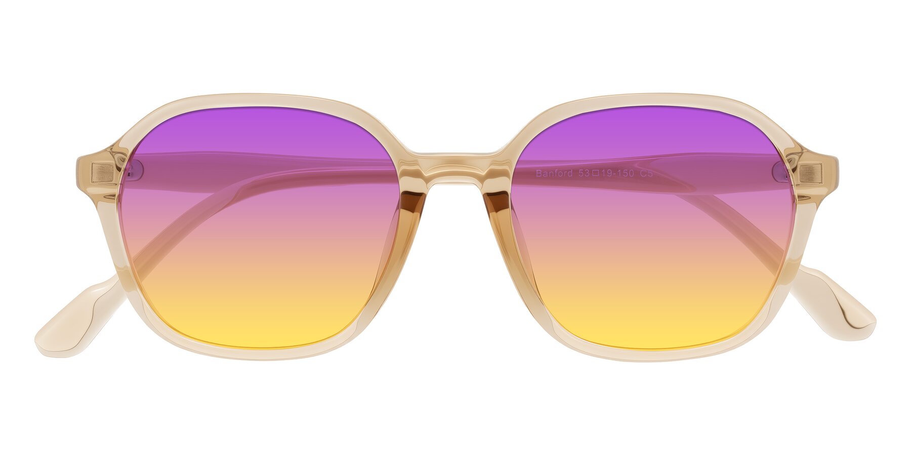 Folded Front of Banford in Champagne with Purple / Yellow Gradient Lenses