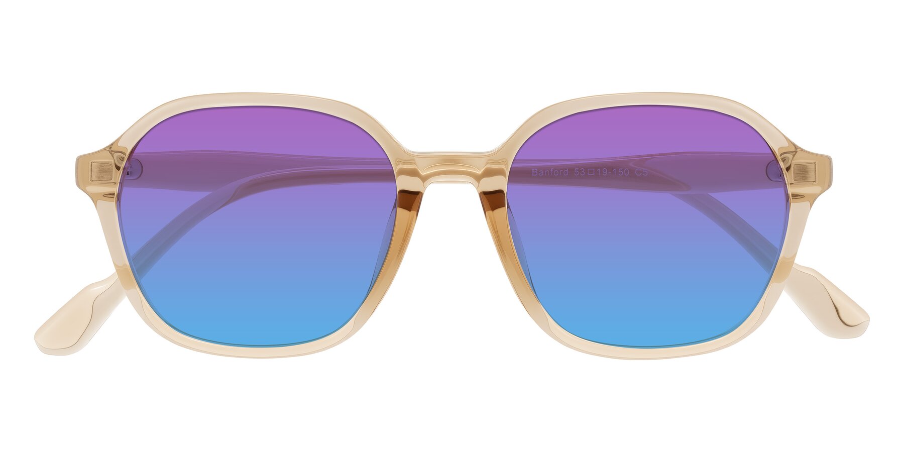 Folded Front of Banford in Champagne with Purple / Blue Gradient Lenses