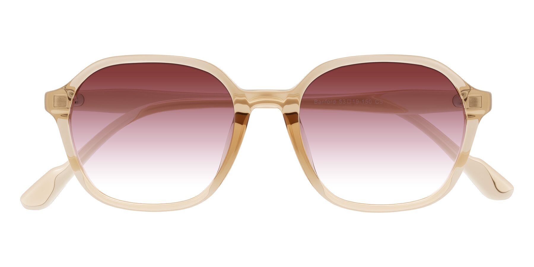 Folded Front of Banford in Champagne with Garnet Gradient Lenses