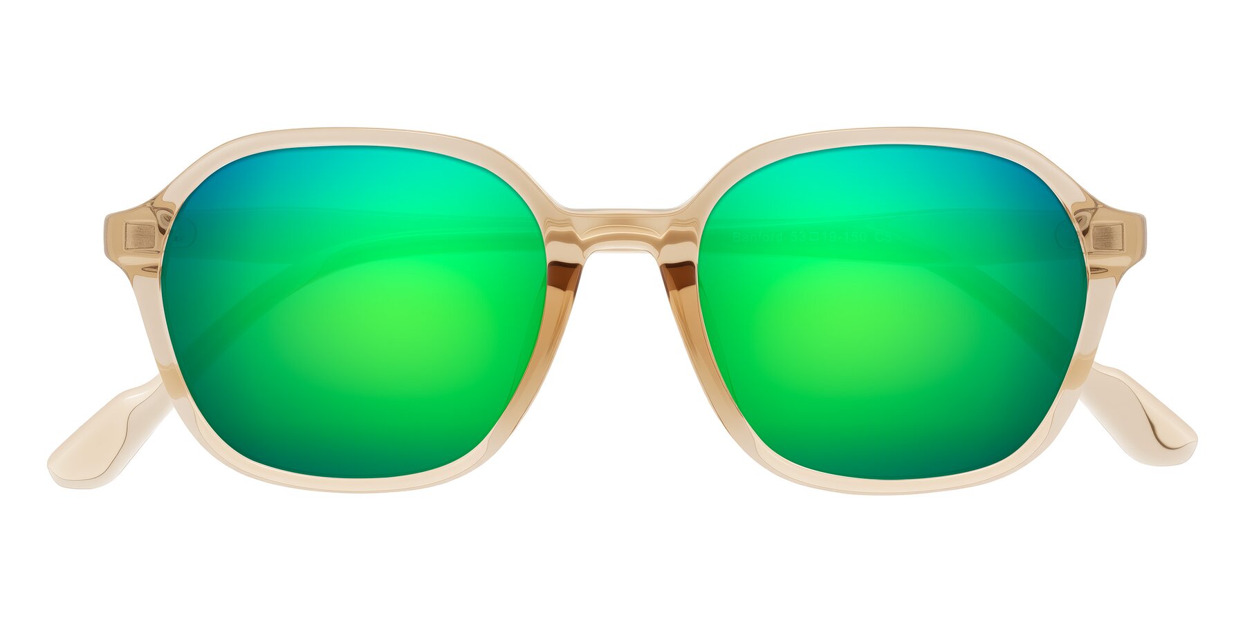 Folded Front of Banford in Champagne with Green Mirrored Lenses